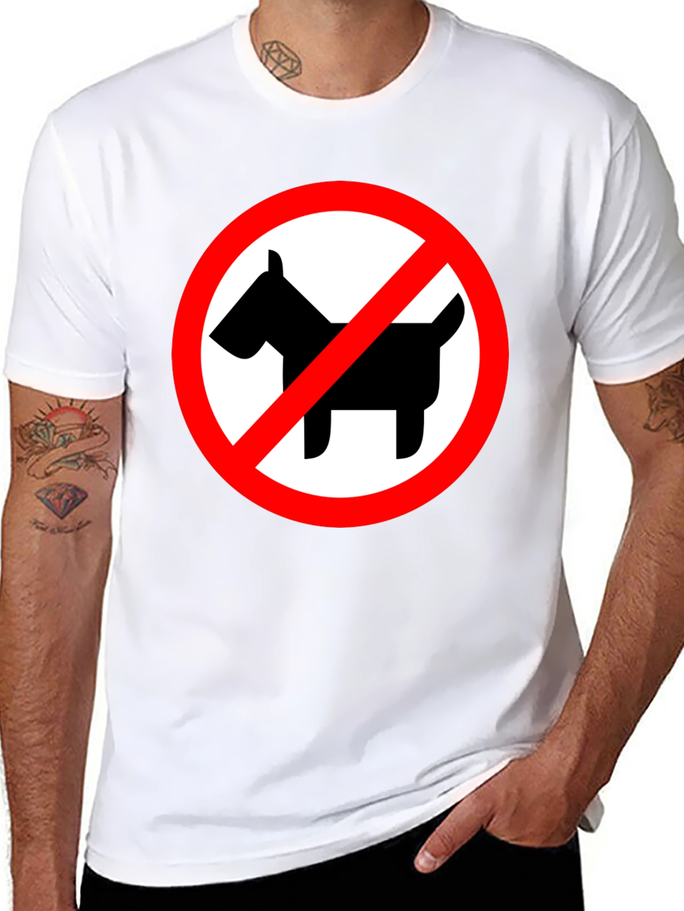 No Dogs Allowed Black Crew Neck T-Shirt