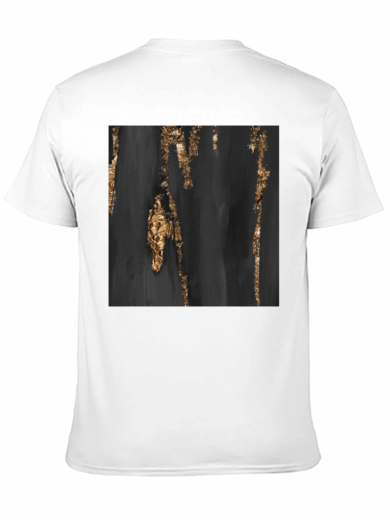 Abstract Gold Foil Print Black T-Shirt