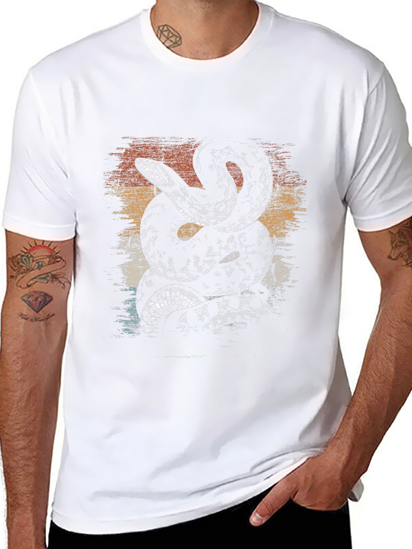 Retro Snake Graphic Tee - Mens Black T-Shirt
