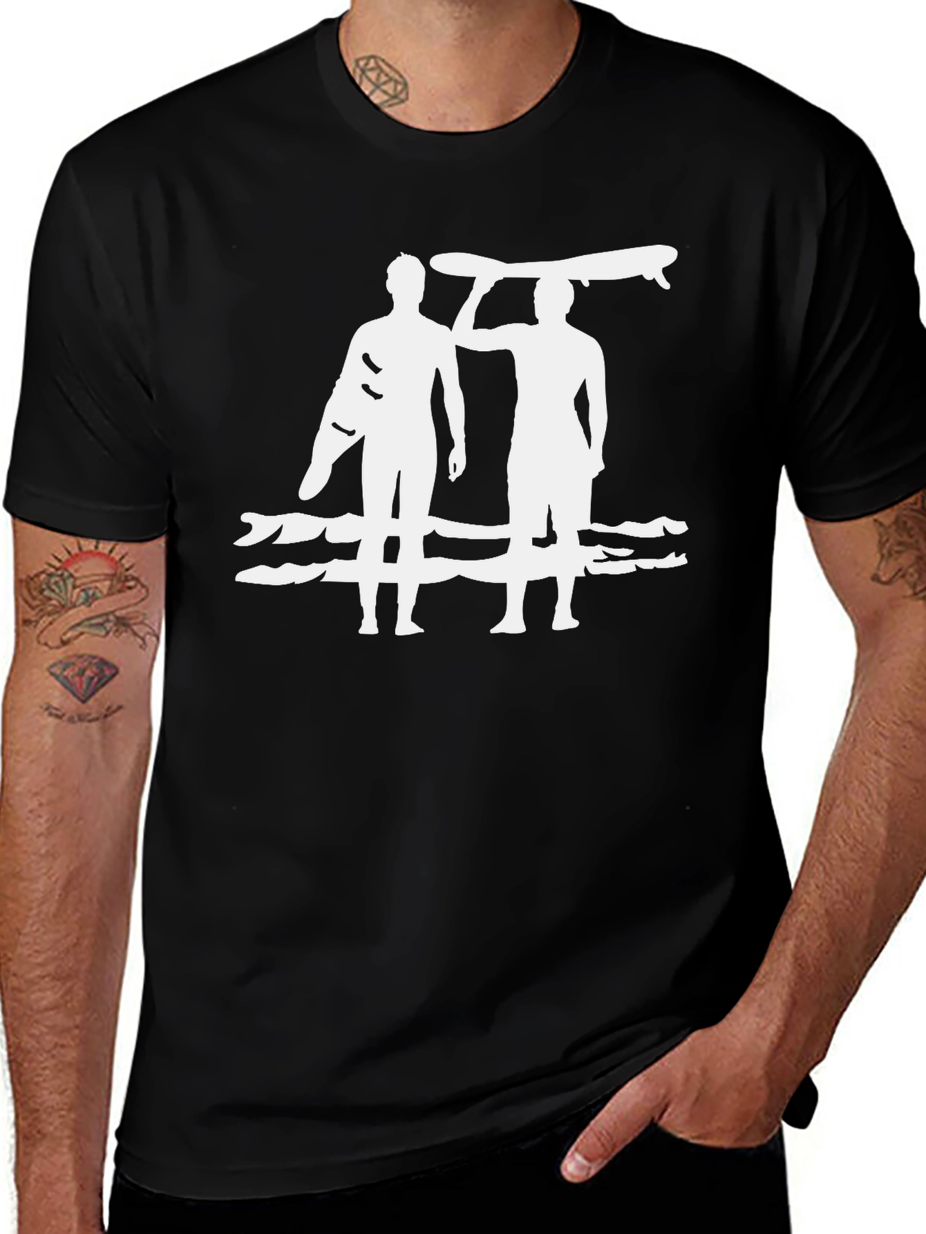 Surfer Duo Graphic Black T-Shirt