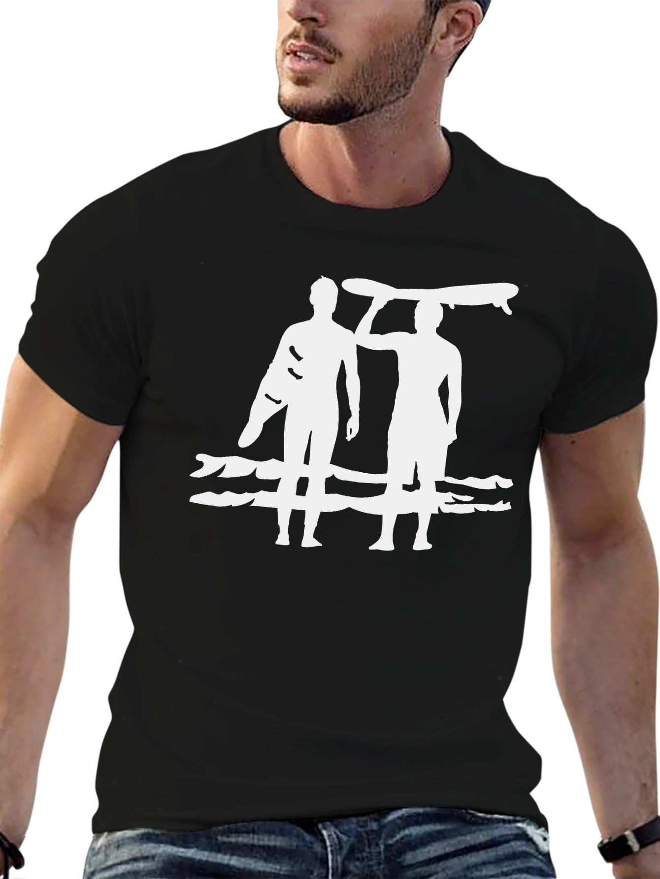 Surfer Duo Graphic Black T-Shirt