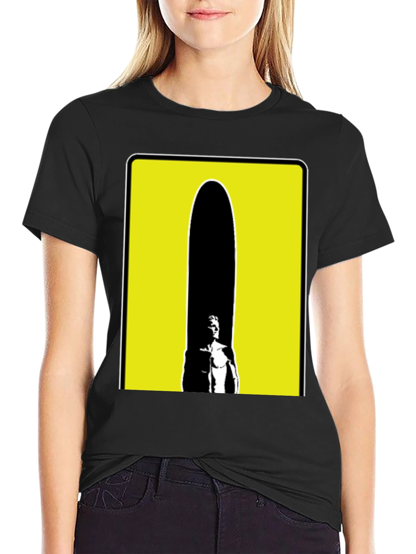 Abstract Yellow Box Mens Black T-Shirt