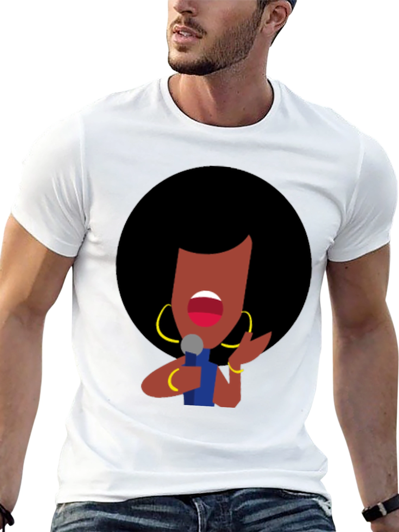 Retro Soul Singer Graphic Tee - Black