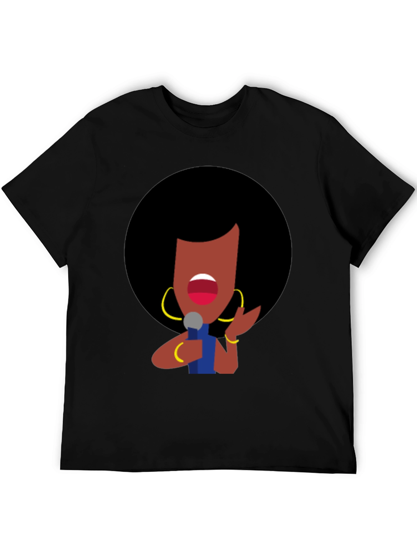 Retro Soul Singer Graphic Tee - Black