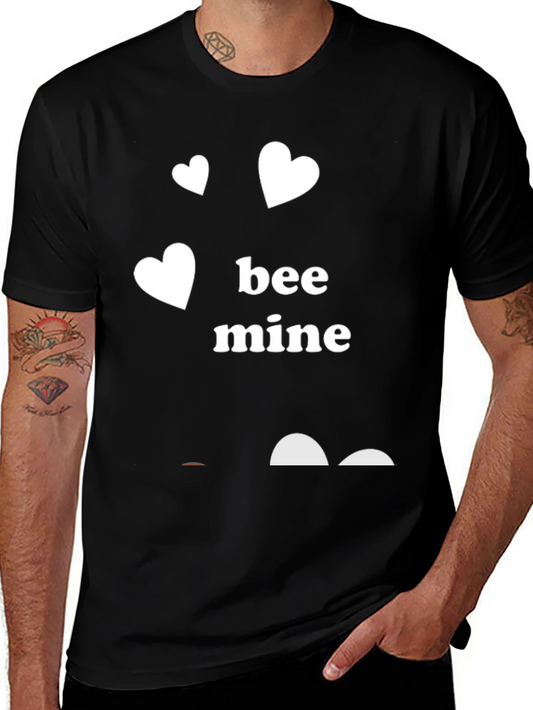 Bee Mine Heart Valentines Day Black T-Shirt