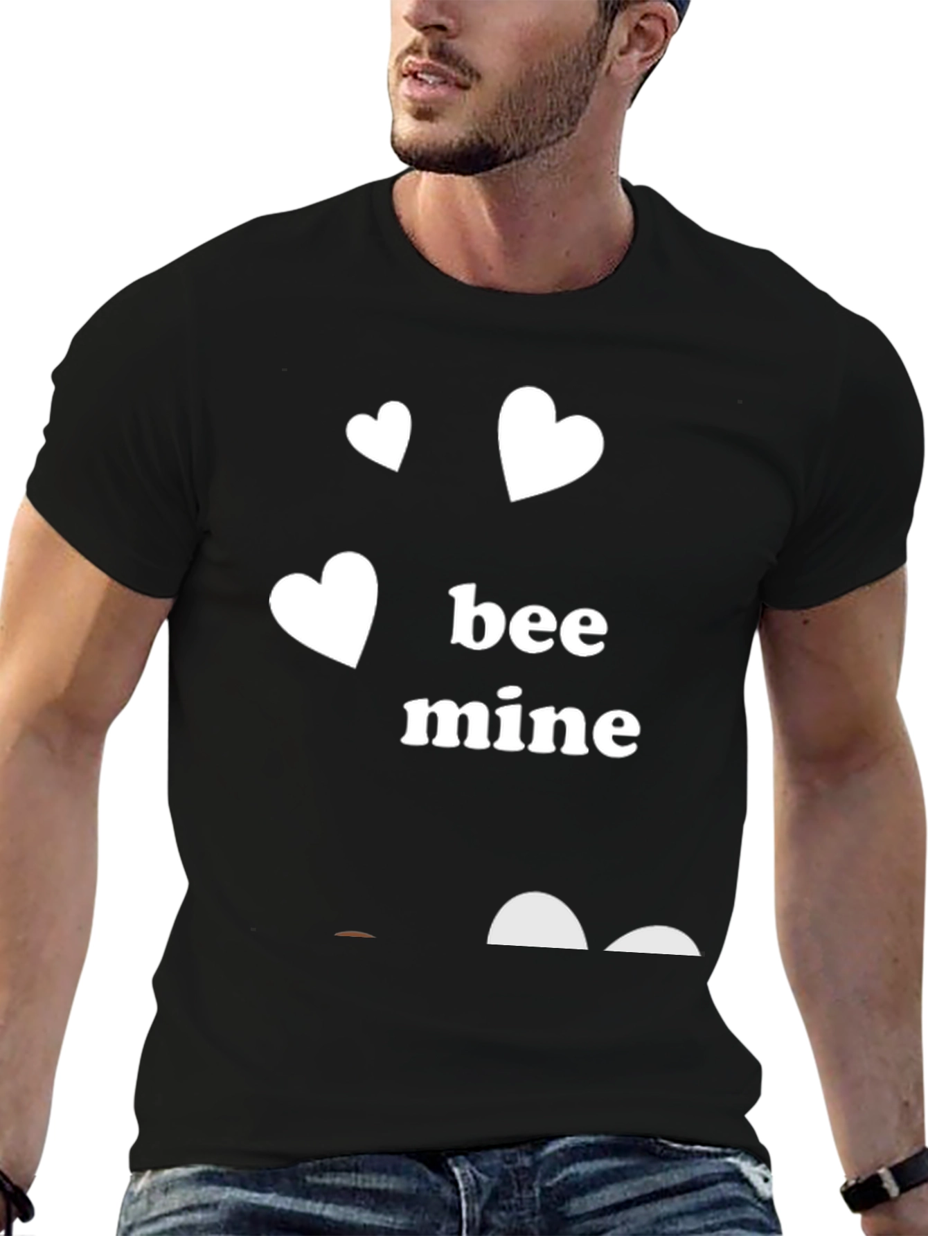 Bee Mine Heart Valentines Day Black T-Shirt