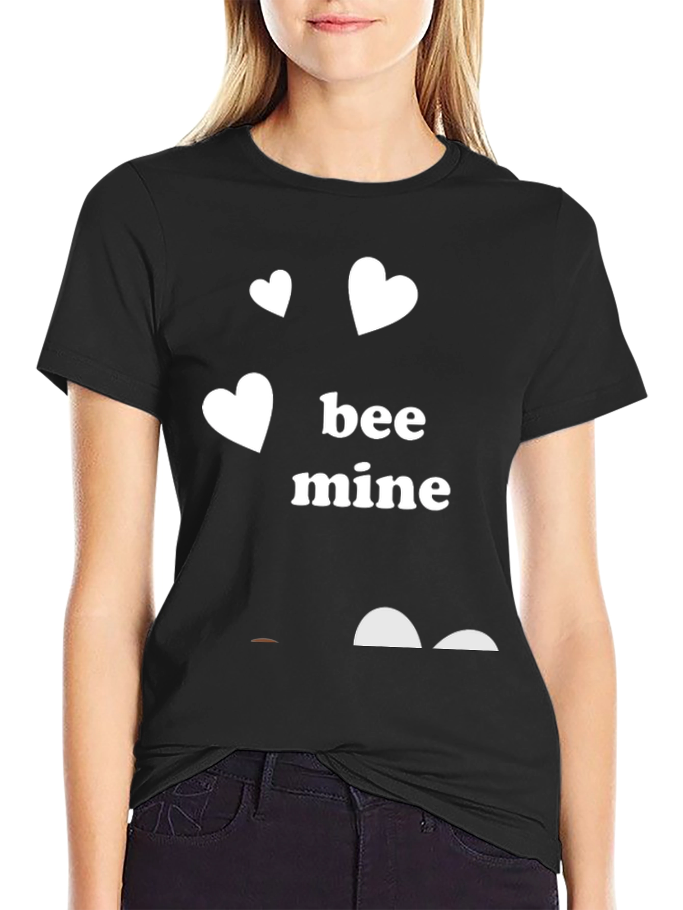 Bee Mine Heart Valentines Day Black T-Shirt