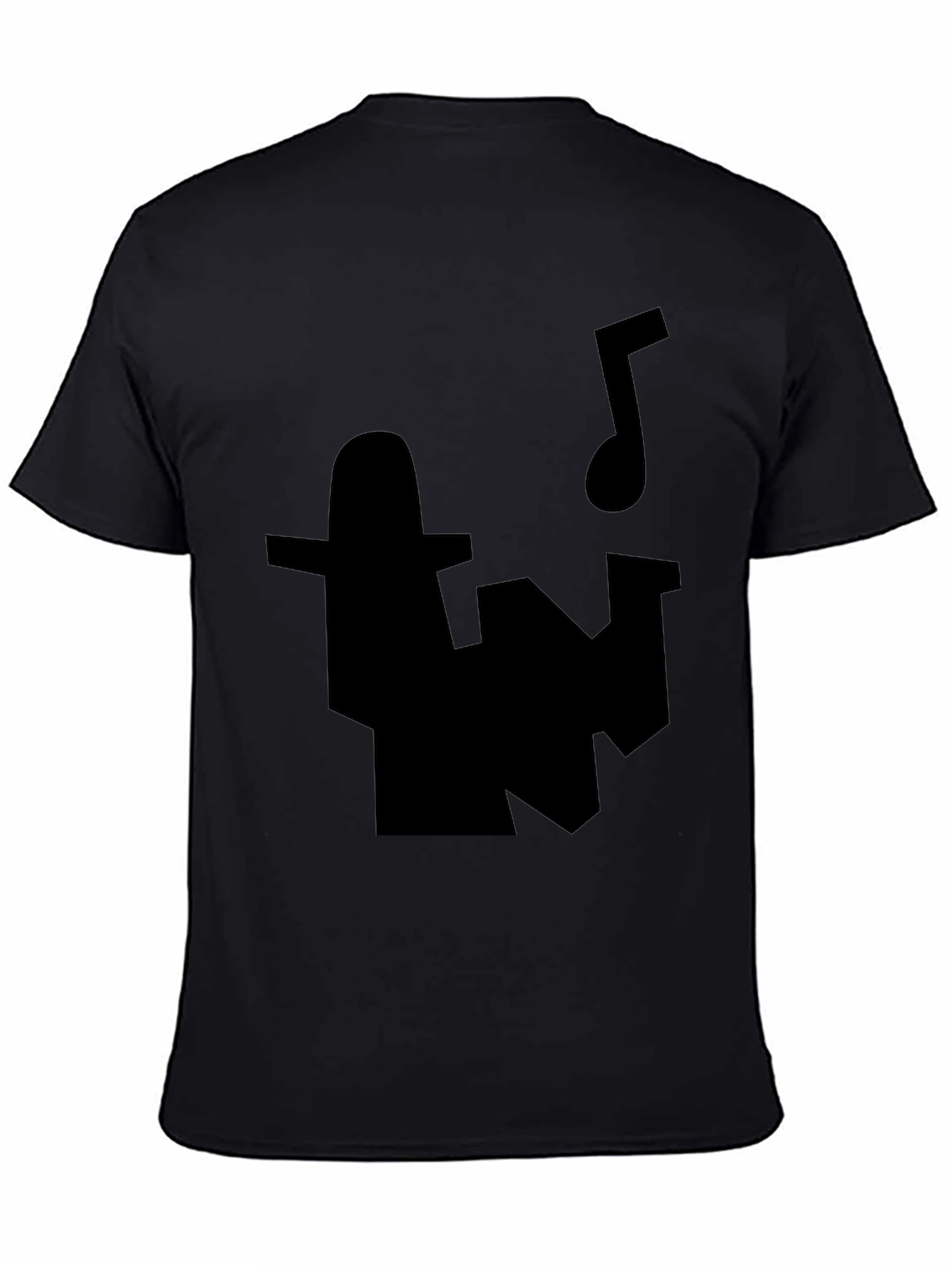 Black T-Shirt with Abstract Music Design