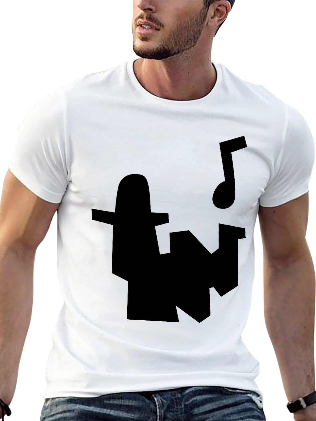 Black T-Shirt with Abstract Music Design