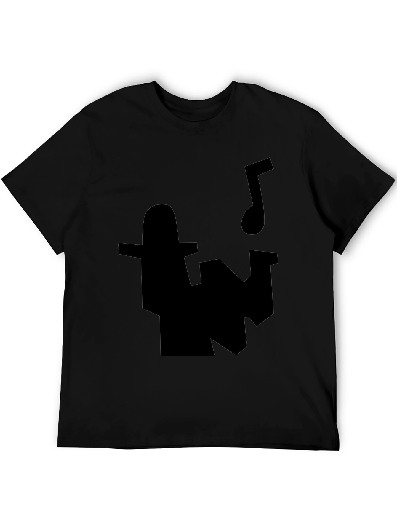 Black T-Shirt with Abstract Music Design