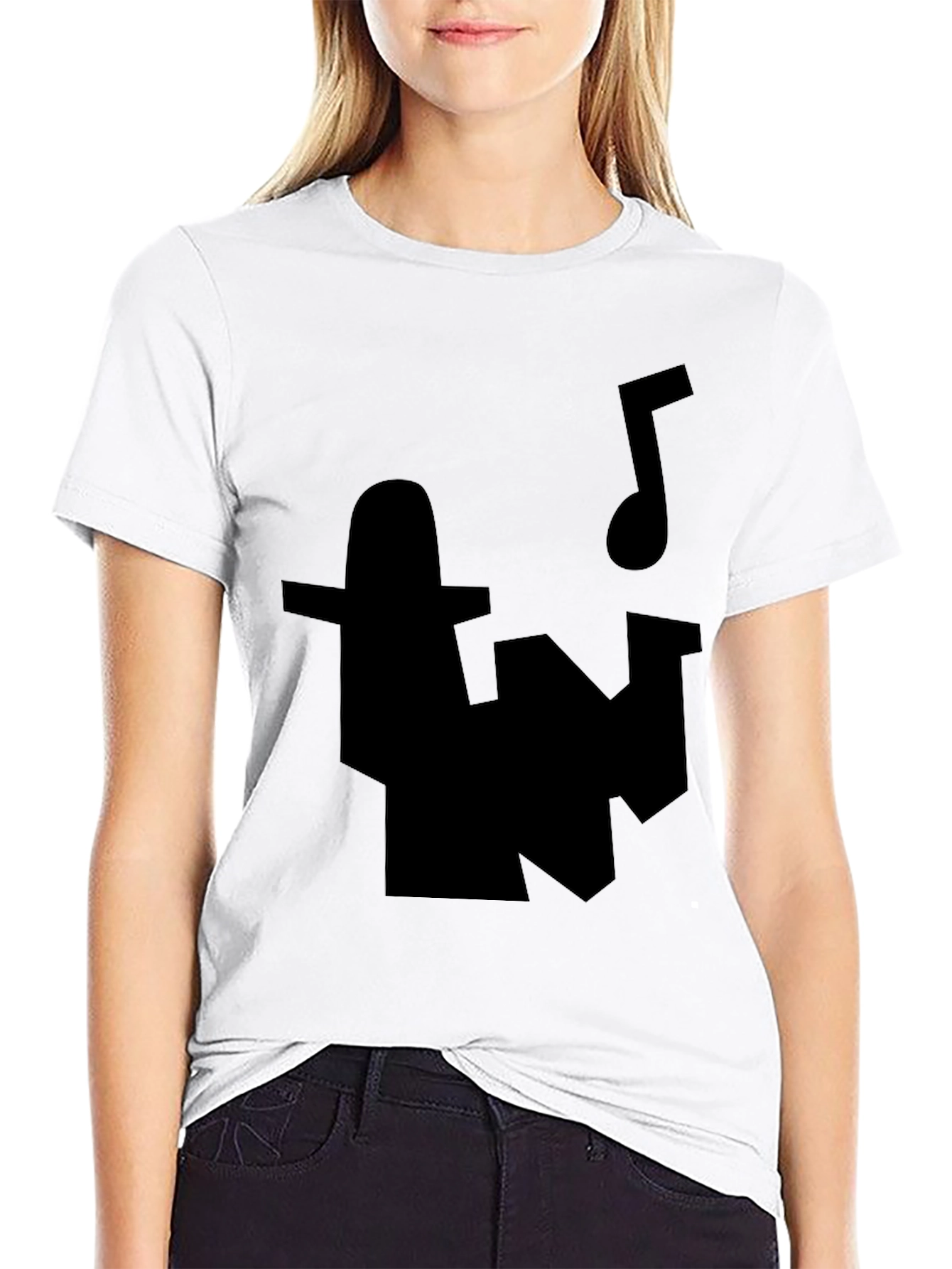 Black T-Shirt with Abstract Music Design