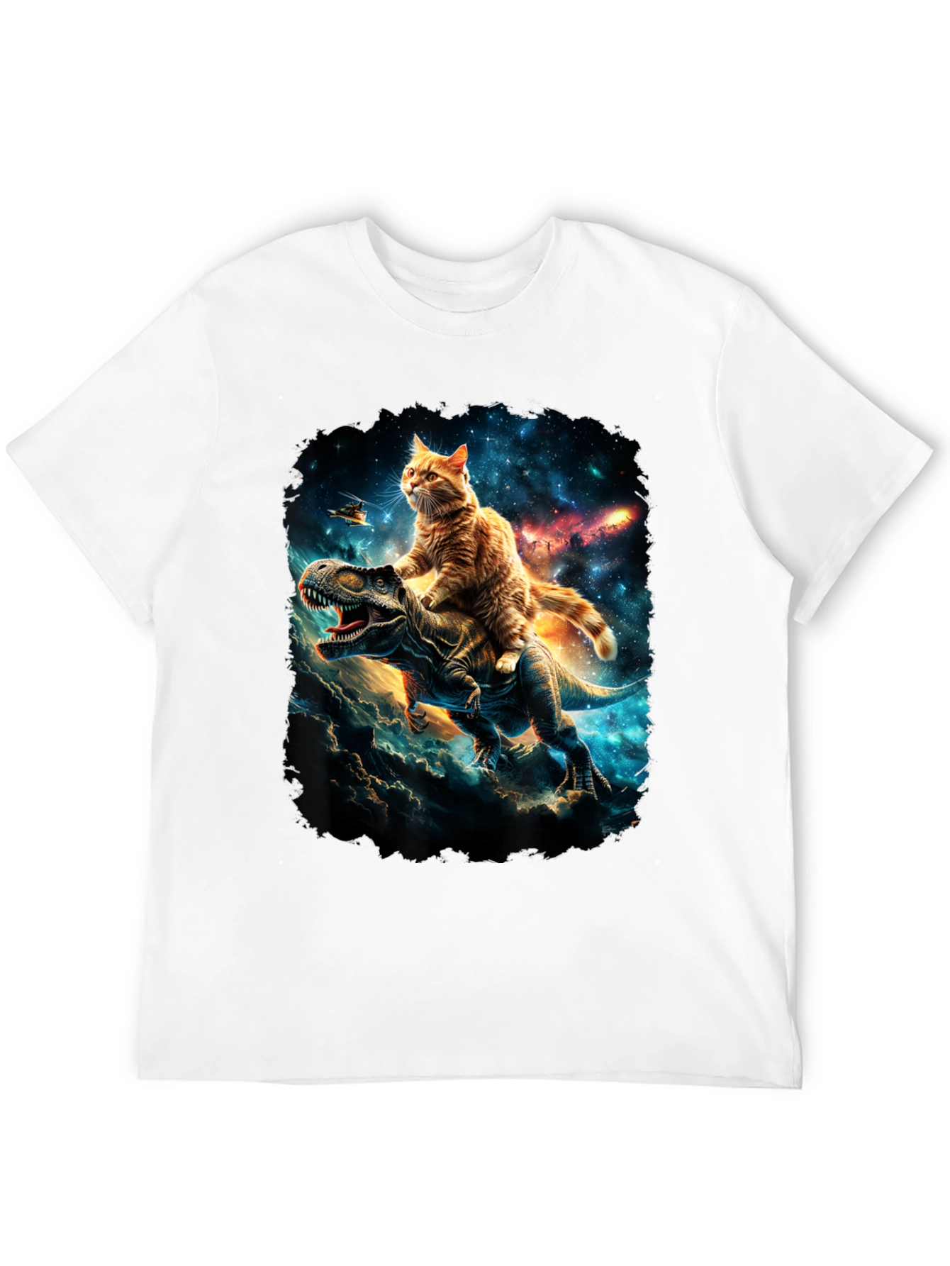 Cat Riding Dinosaur T-Shirt