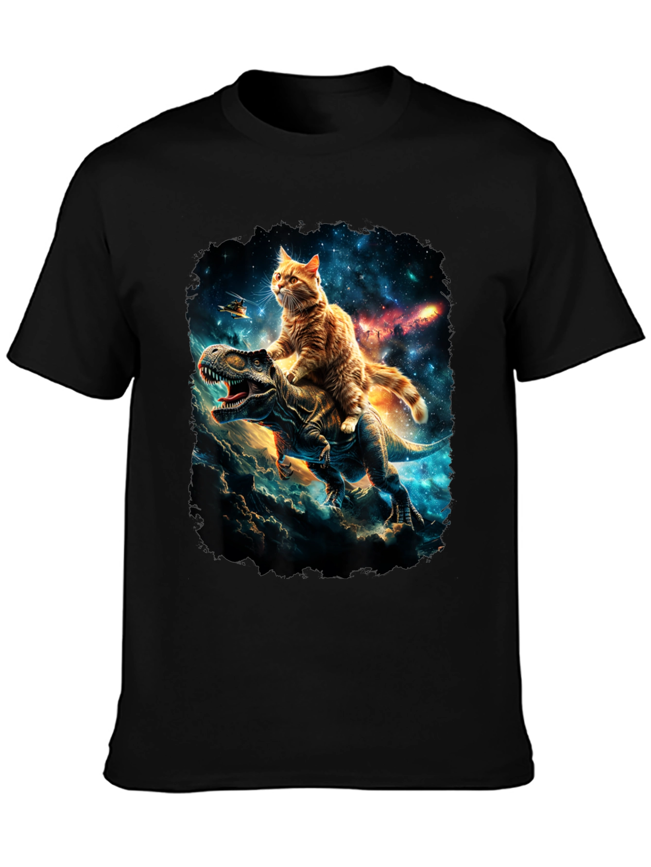 Cat Riding Dinosaur T-Shirt