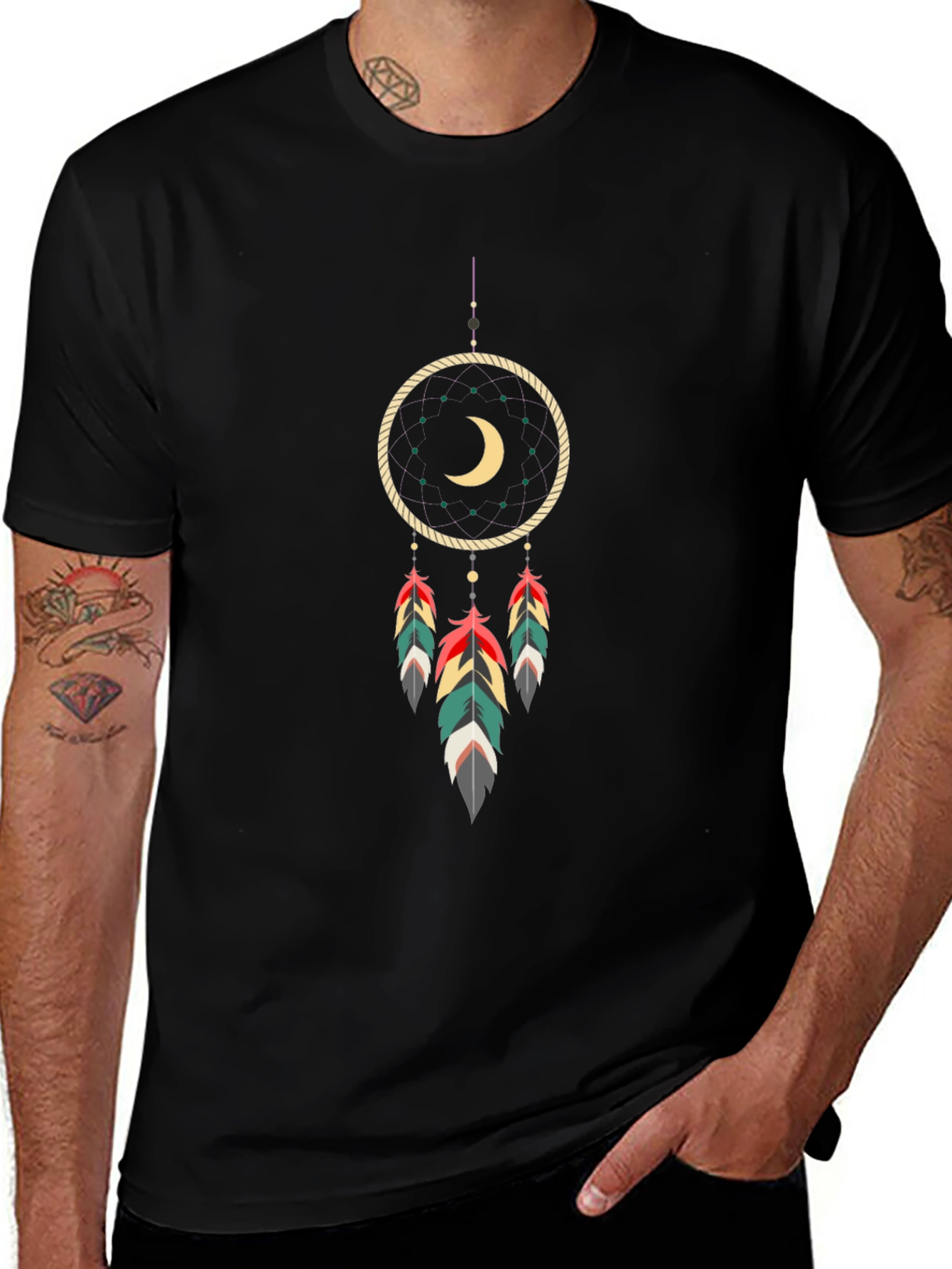 Dreamcatcher Graphic Tee - Stylish Black Cotton T-Shirt