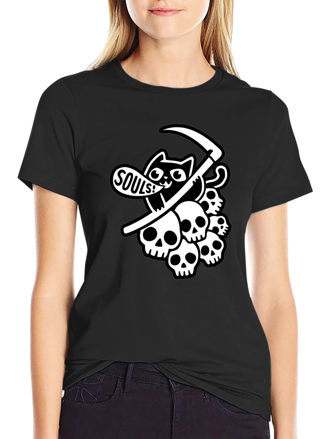 Grim Reaper Cat T-Shirt - Souls!