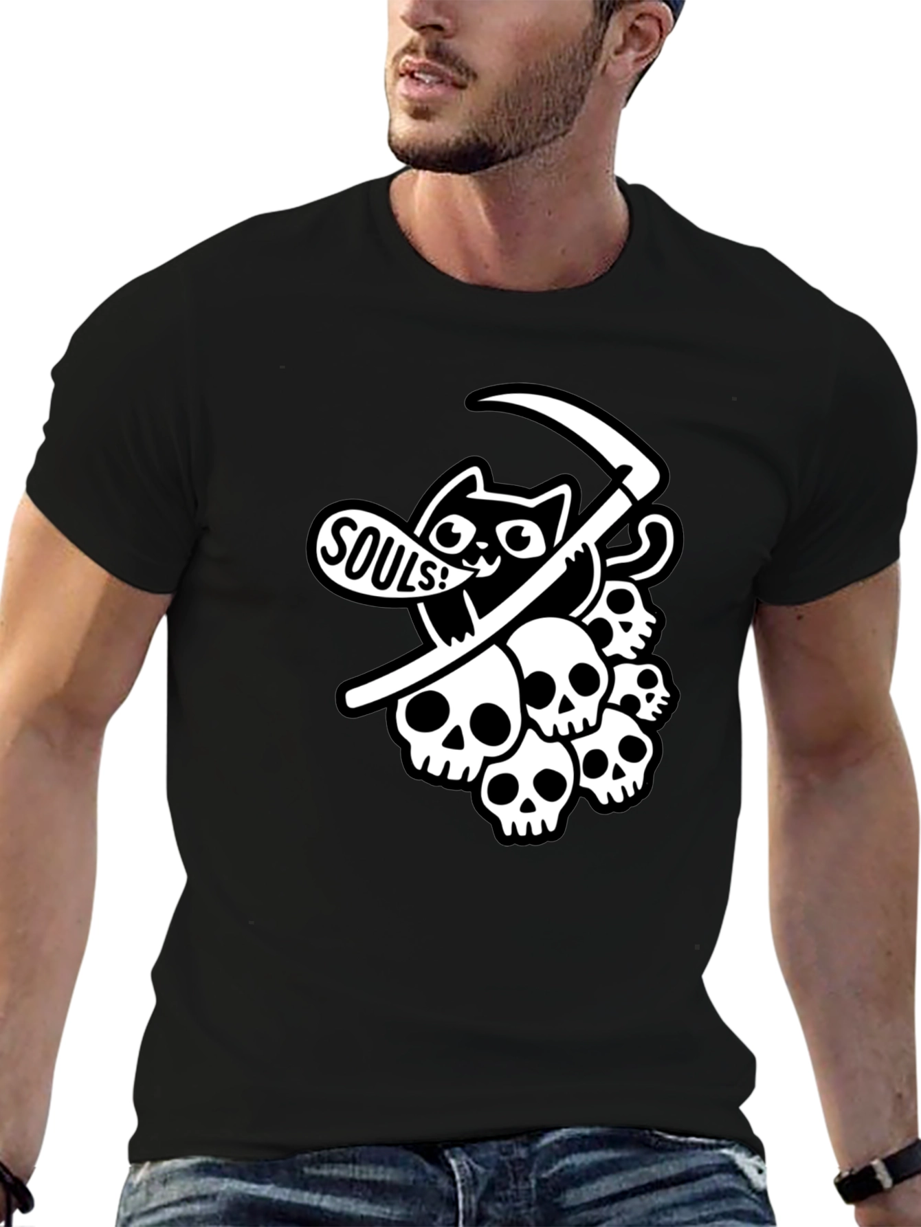 Grim Reaper Cat T-Shirt - Souls!