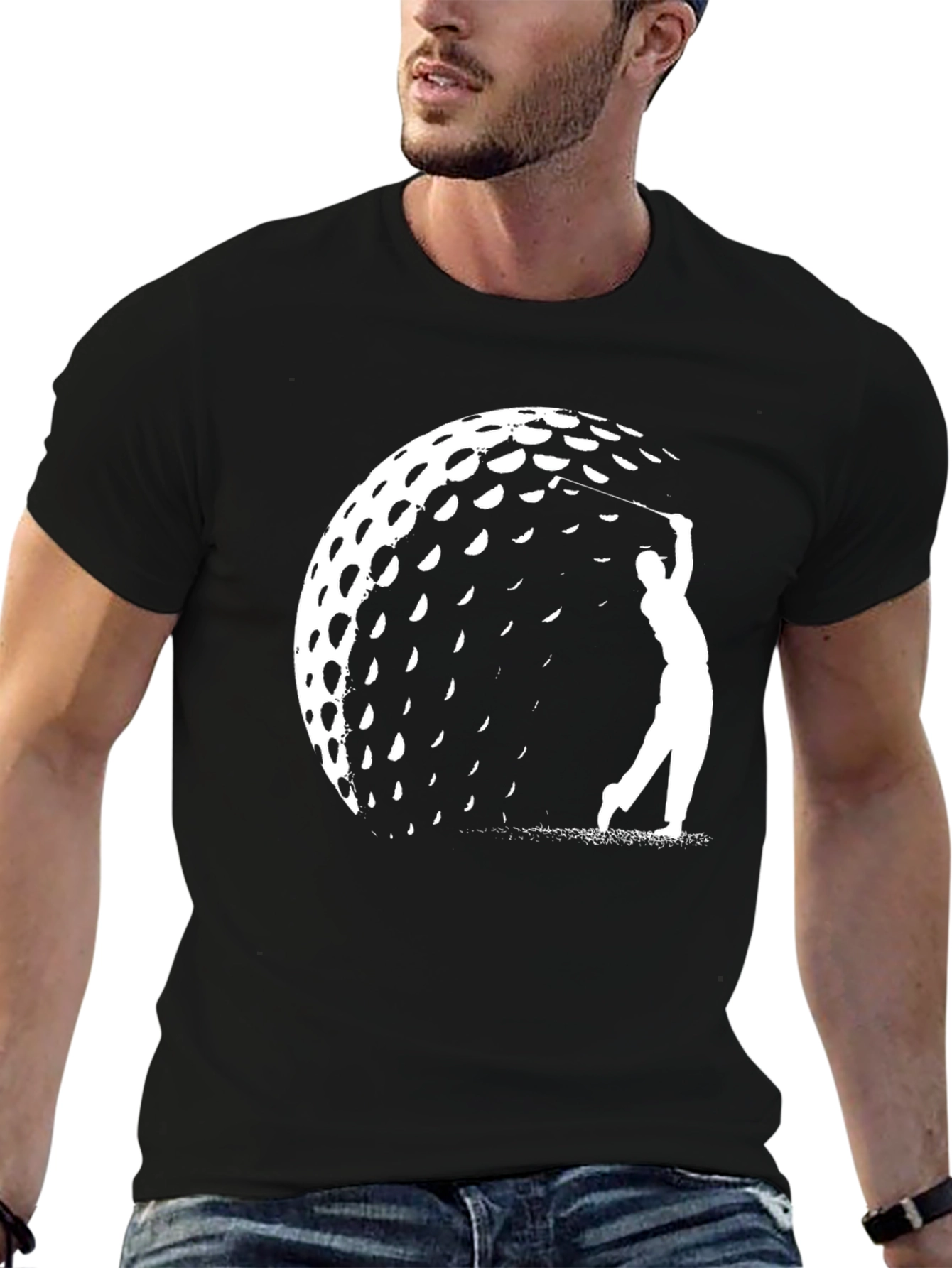 Golf Ball Silhouette Graphic Tee - Golfer Gift