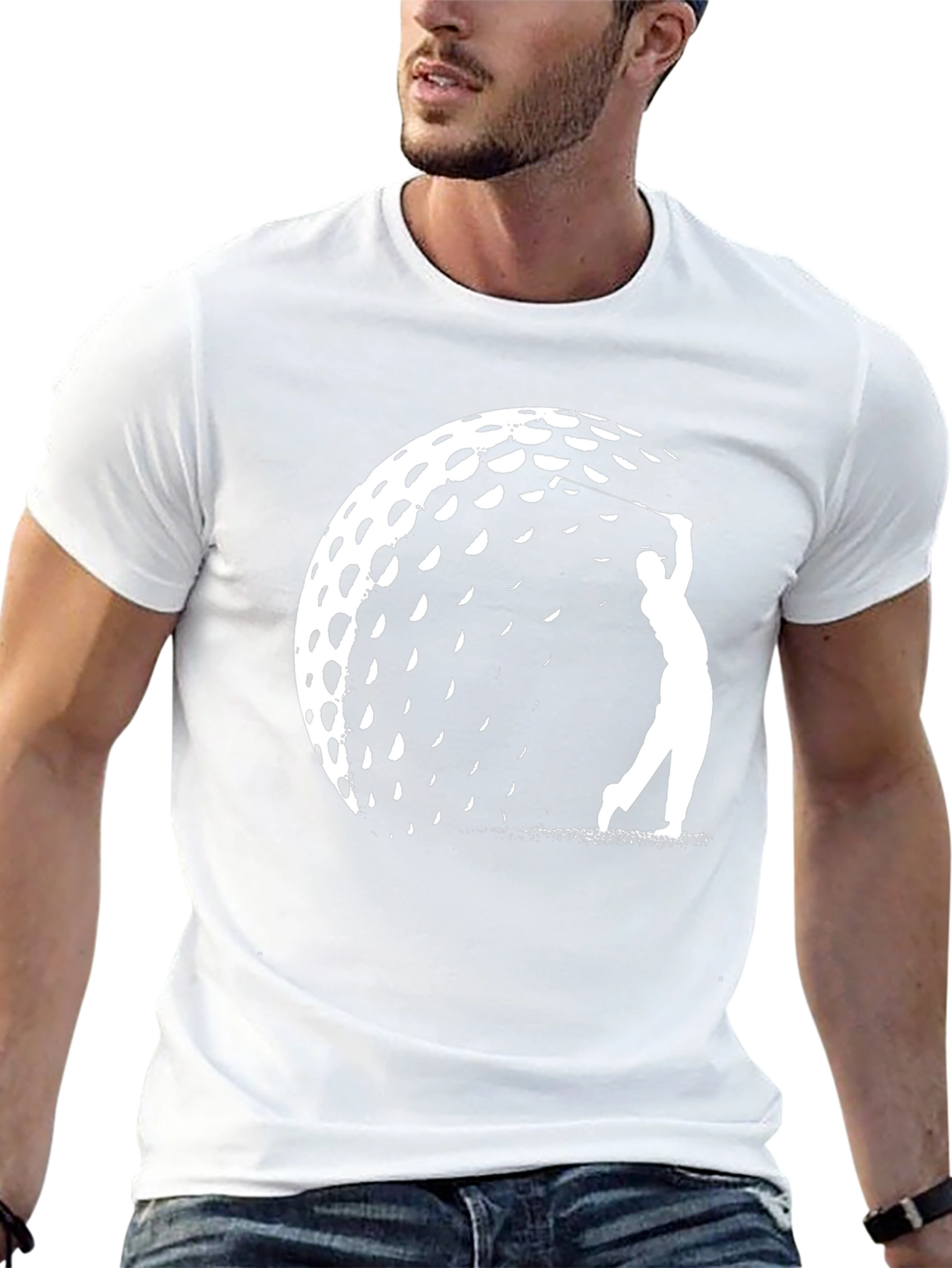 Golf Ball Silhouette Graphic Tee - Golfer Gift
