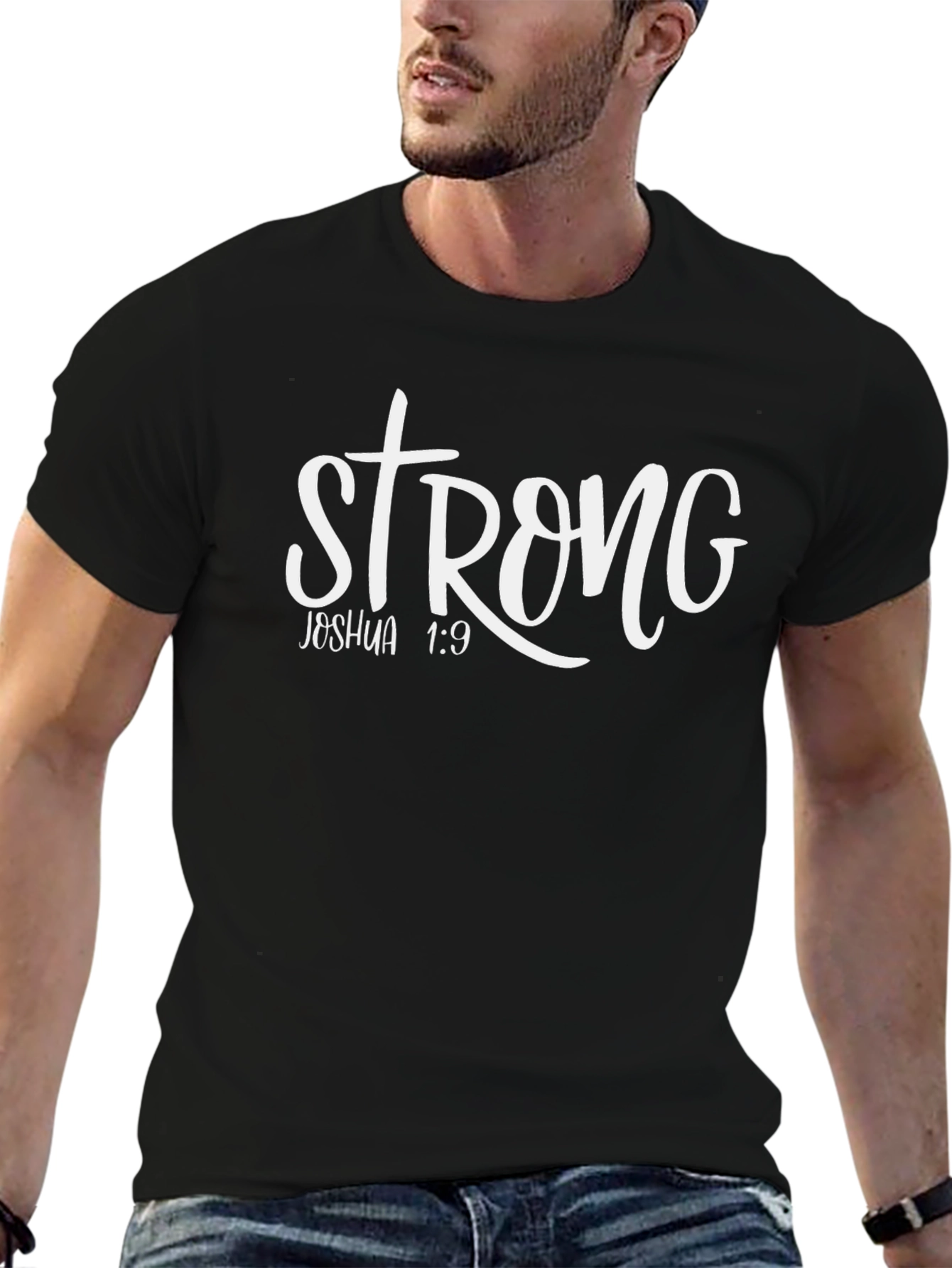 Strong Joshua 1:9 Graphic Tee - Black