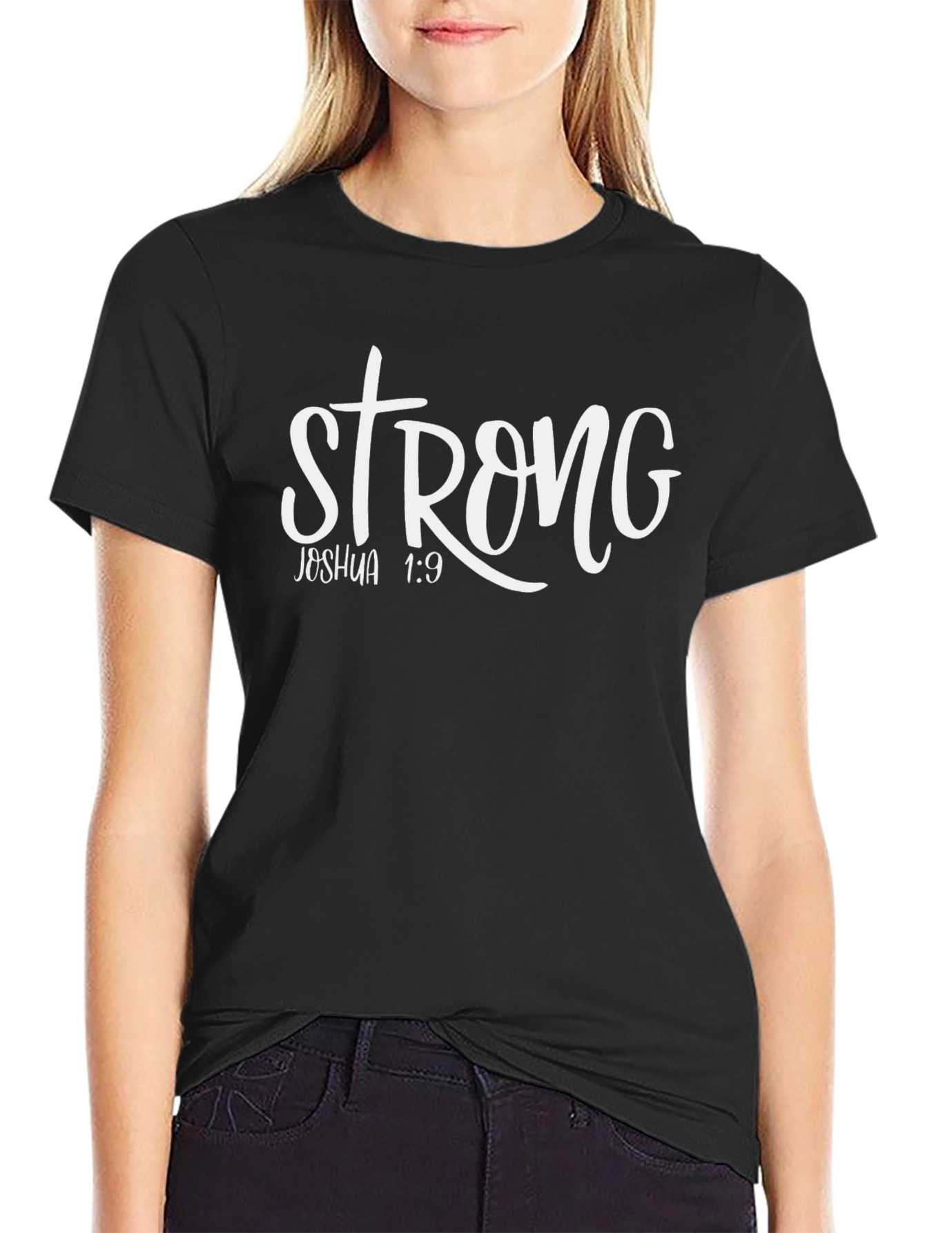 Strong Joshua 1:9 Graphic Tee - Black