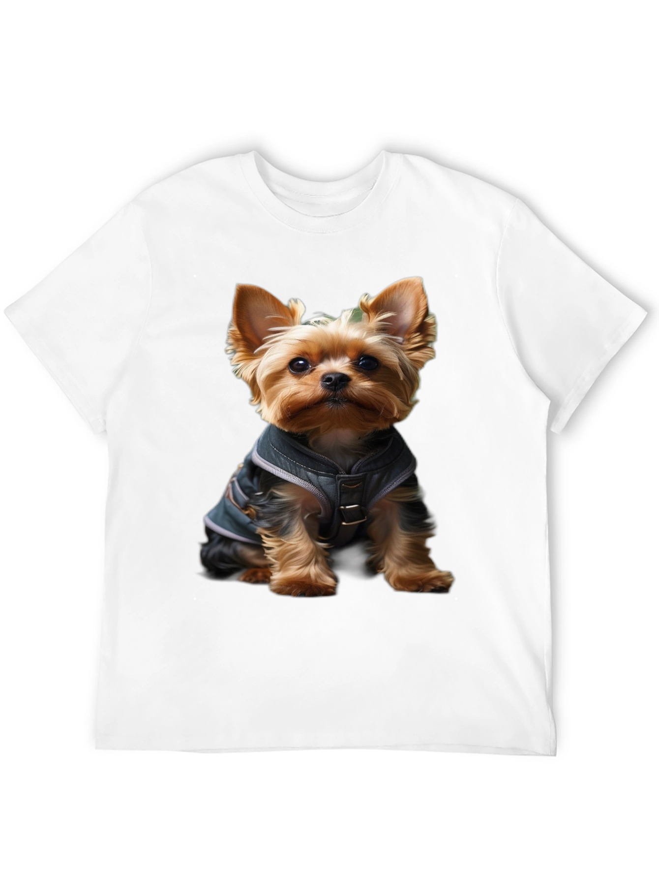 Yorkie Dog T-Shirt: Cute Pup in Jacket Design