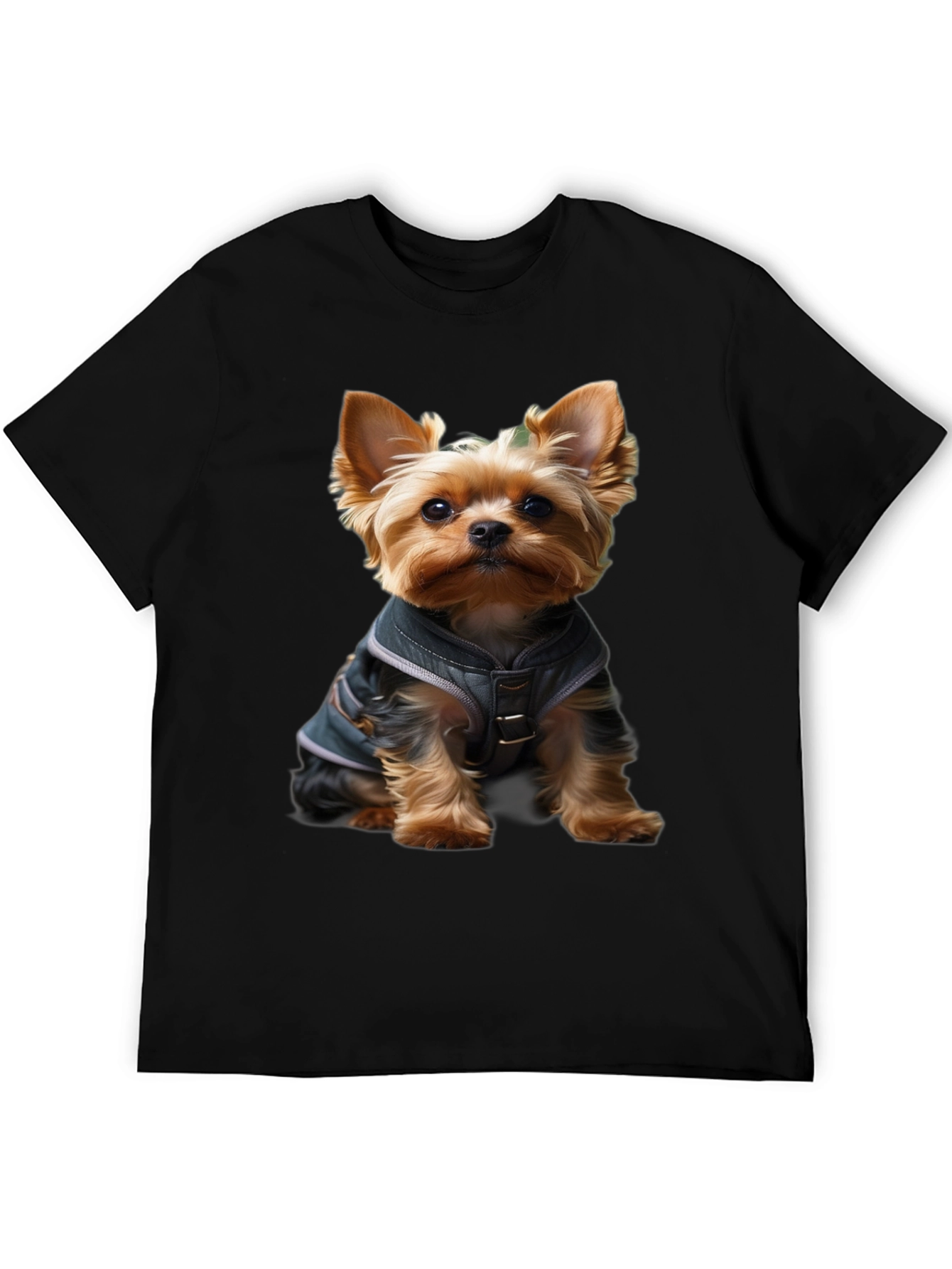 Yorkie Dog T-Shirt: Cute Pup in Jacket Design