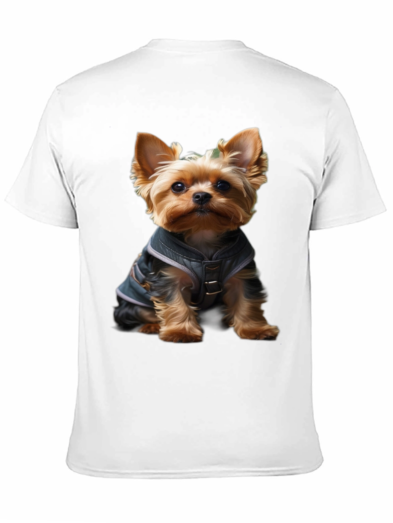 Yorkie Dog T-Shirt: Cute Pup in Jacket Design