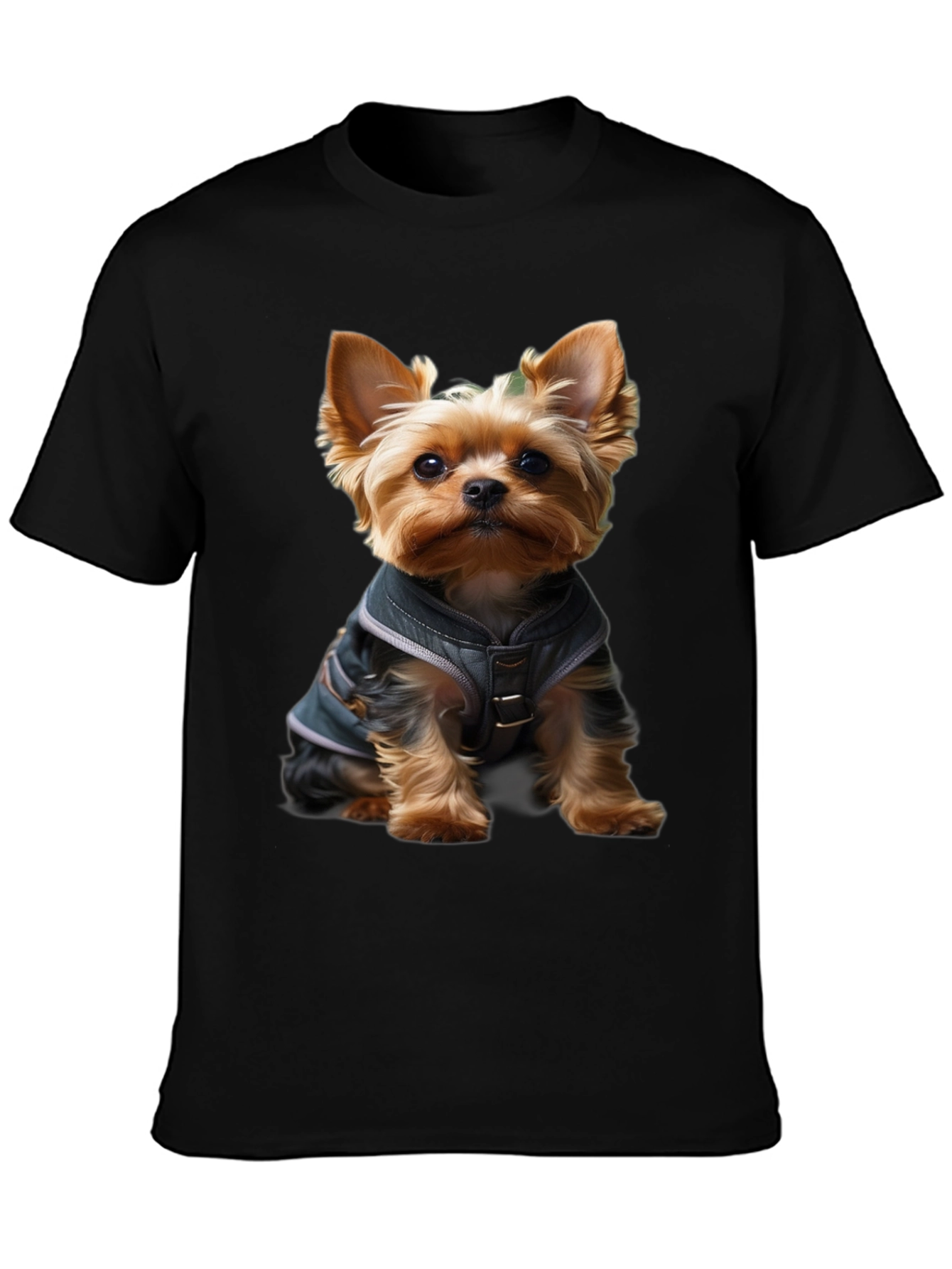 Yorkie Dog T-Shirt: Cute Pup in Jacket Design