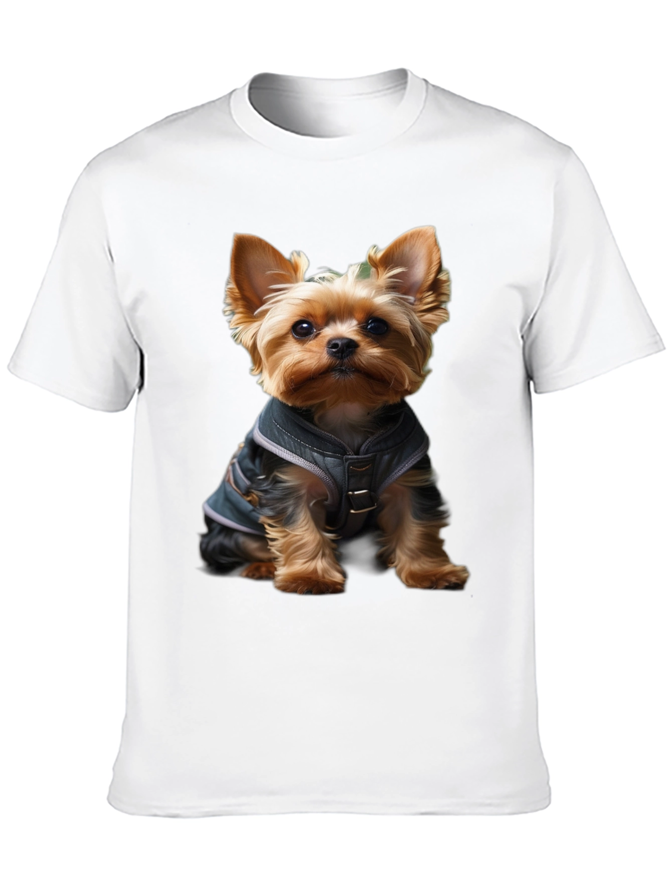 Yorkie Dog T-Shirt: Cute Pup in Jacket Design