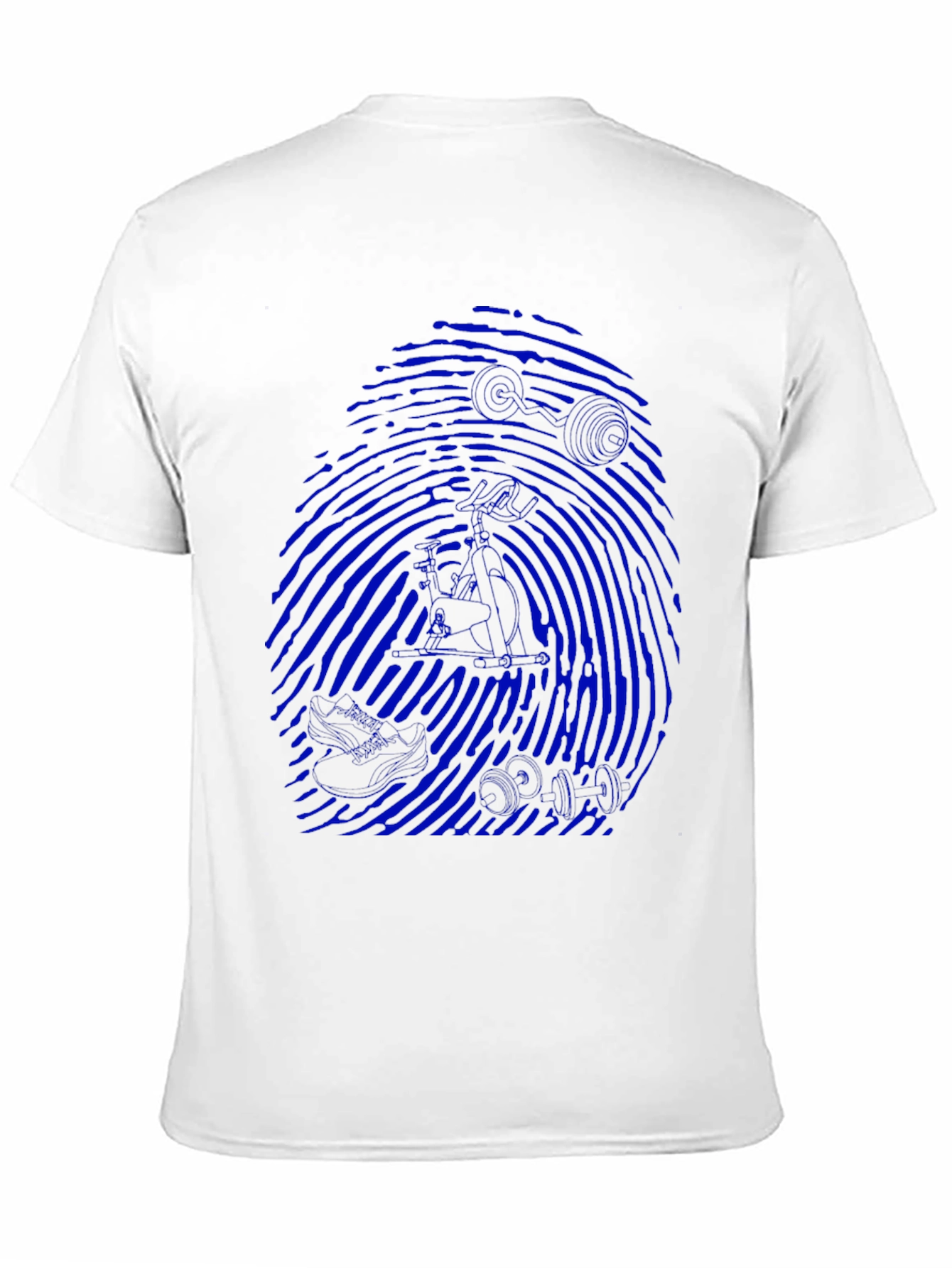 Blue Fingerprint Graphic Black T-Shirt