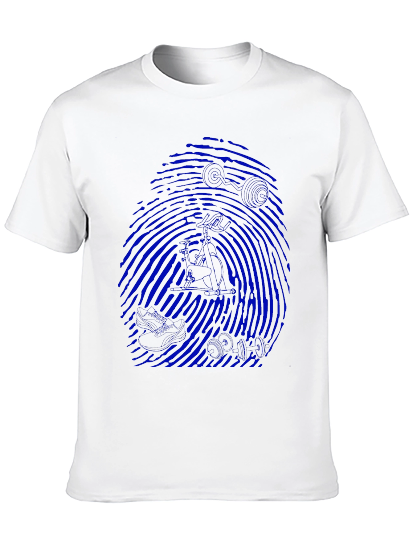 Blue Fingerprint Graphic Black T-Shirt