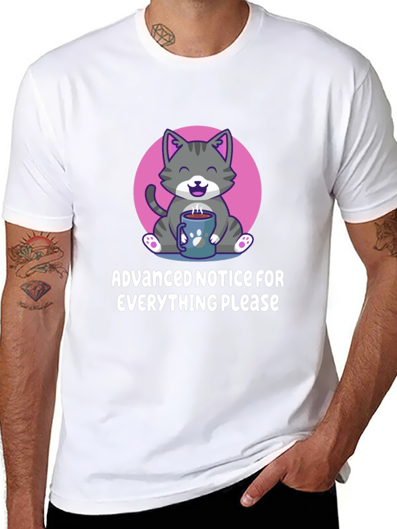 Cat Coffee T-Shirt: Advanced Notice Graphic Tee