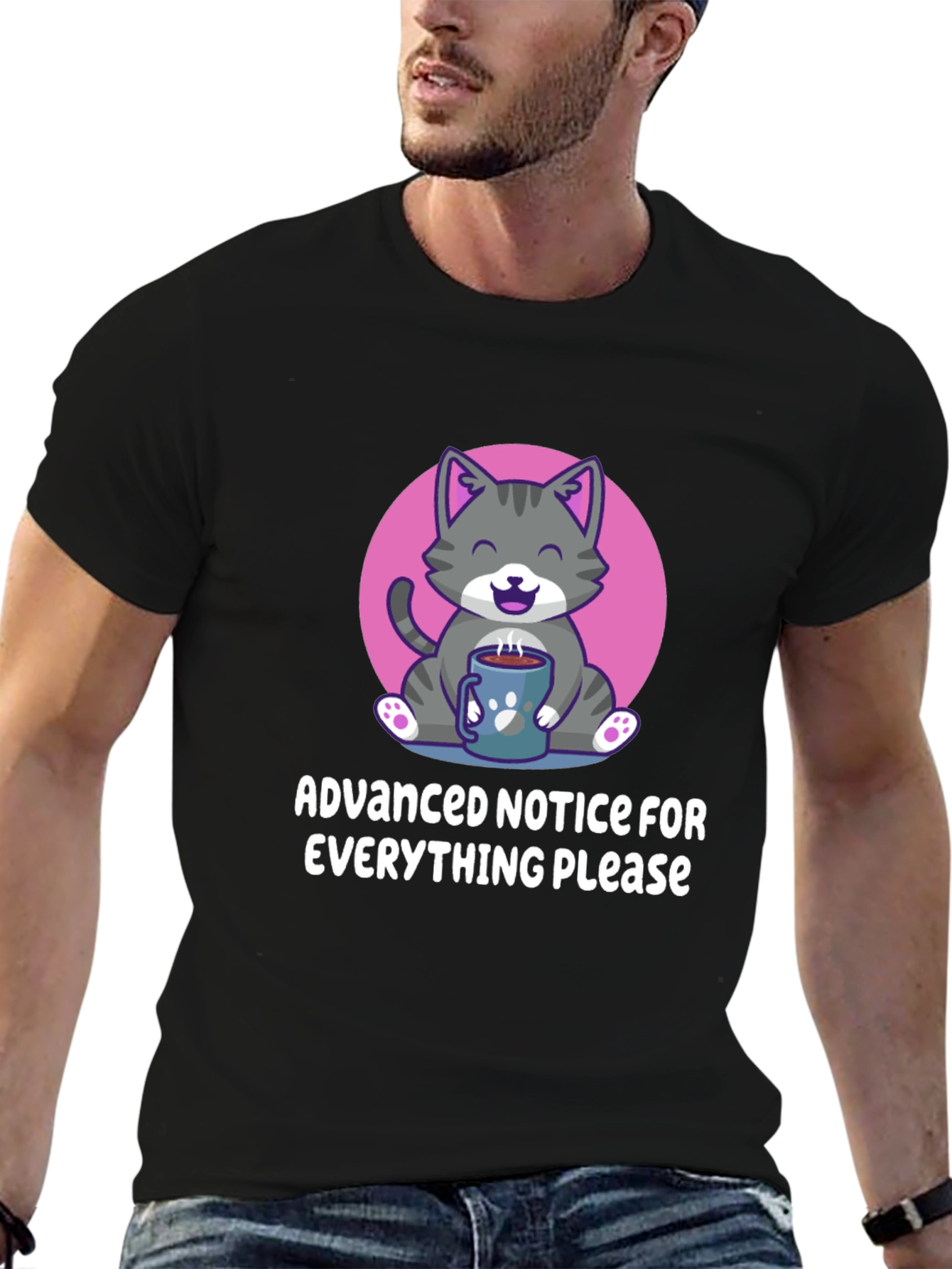 Cat Coffee T-Shirt: Advanced Notice Graphic Tee