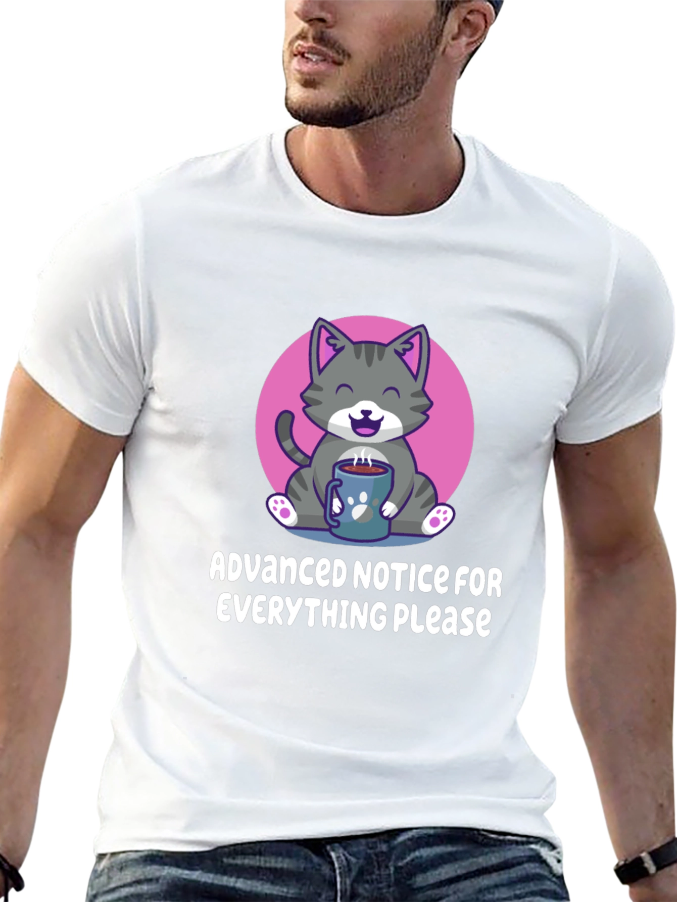 Cat Coffee T-Shirt: Advanced Notice Graphic Tee
