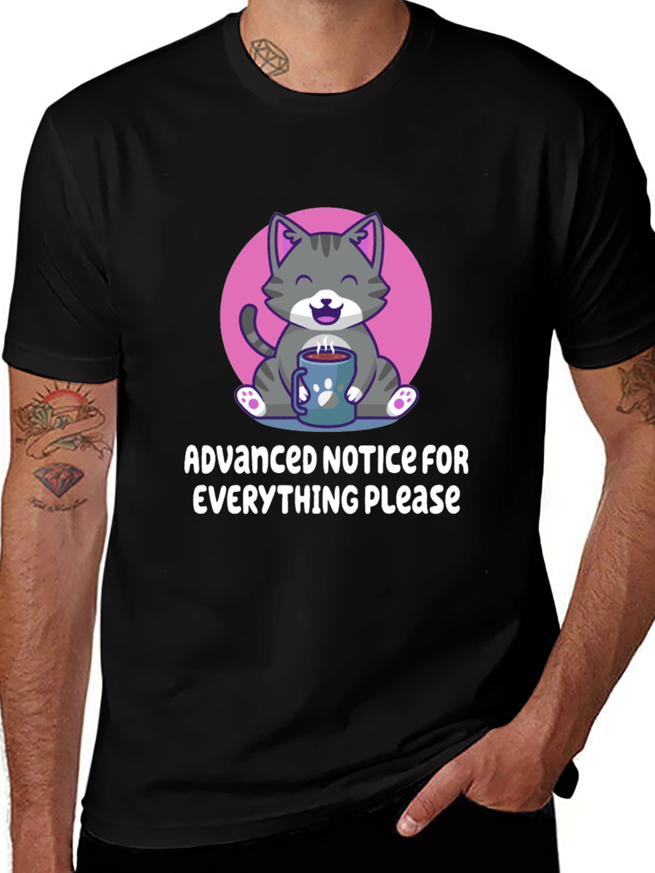Cat Coffee T-Shirt: Advanced Notice Graphic Tee