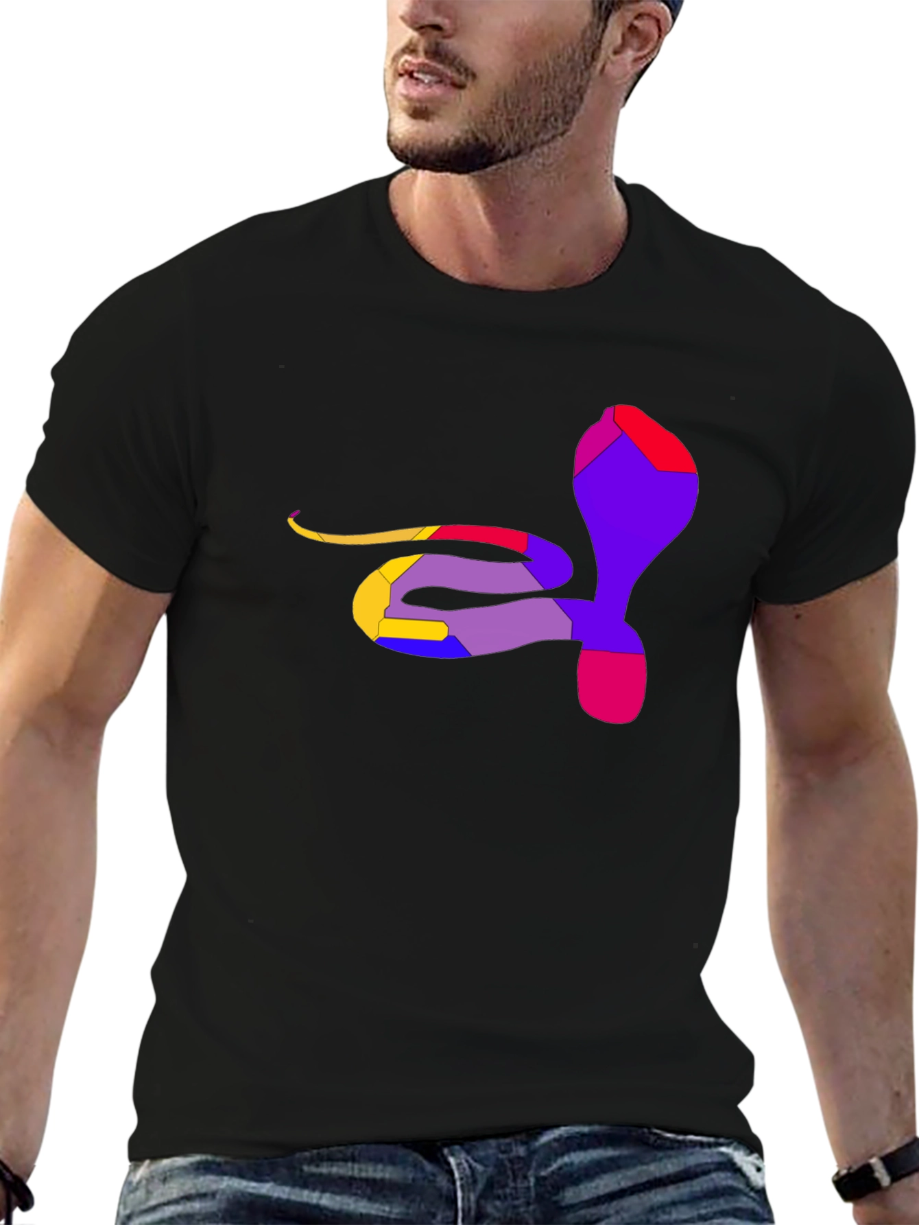 Abstract Cobra Graphic Tee - Mens Black T-Shirt