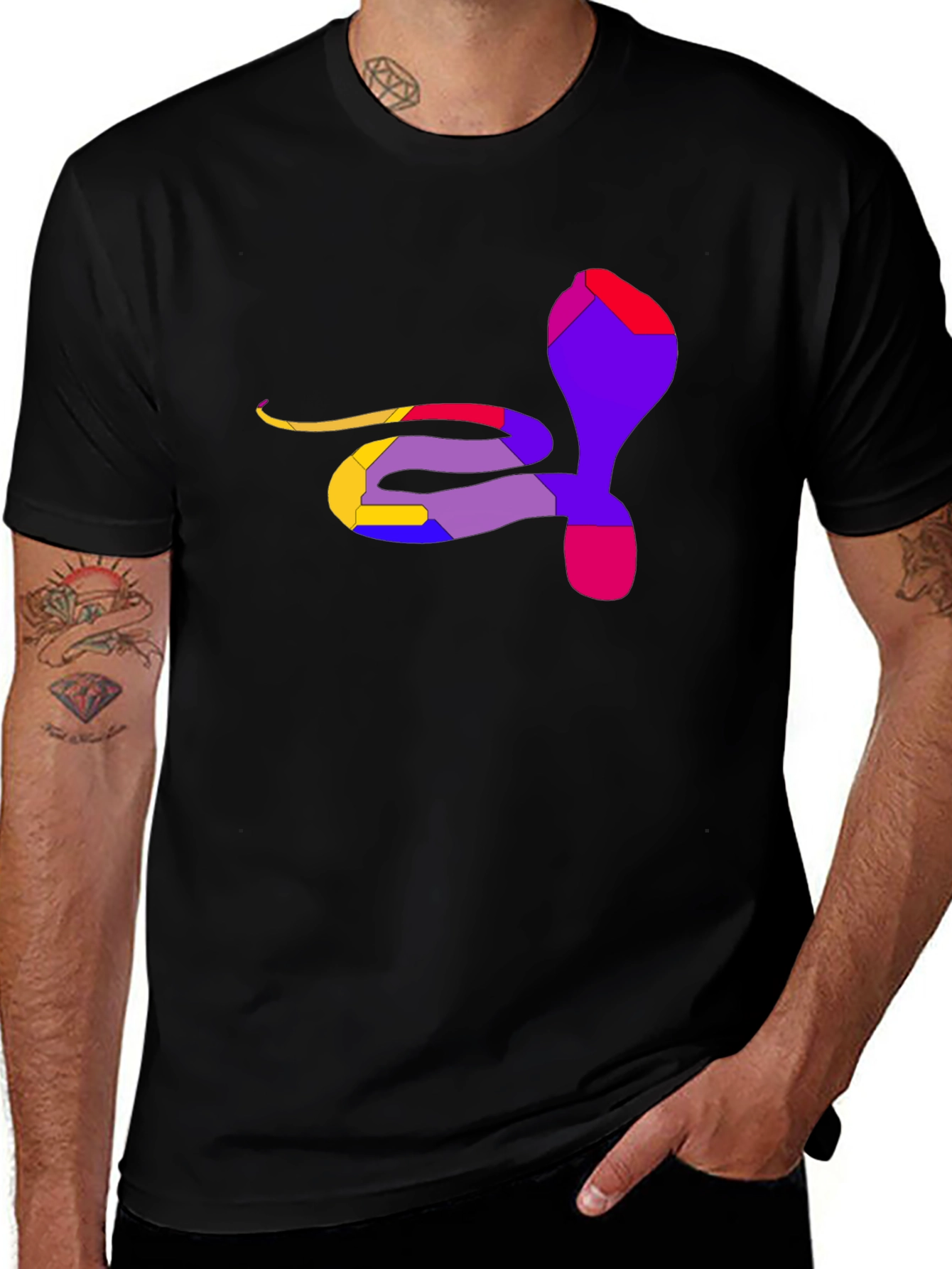 Abstract Cobra Graphic Tee - Mens Black T-Shirt