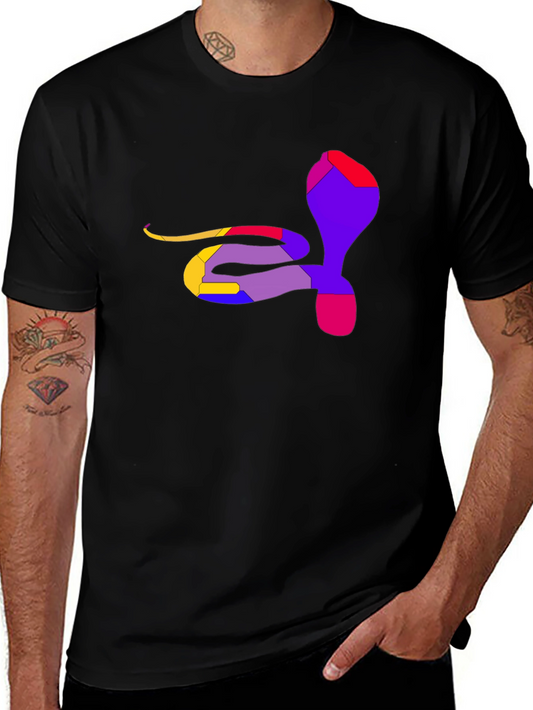 Abstract Cobra Graphic Tee - Mens Black T-Shirt