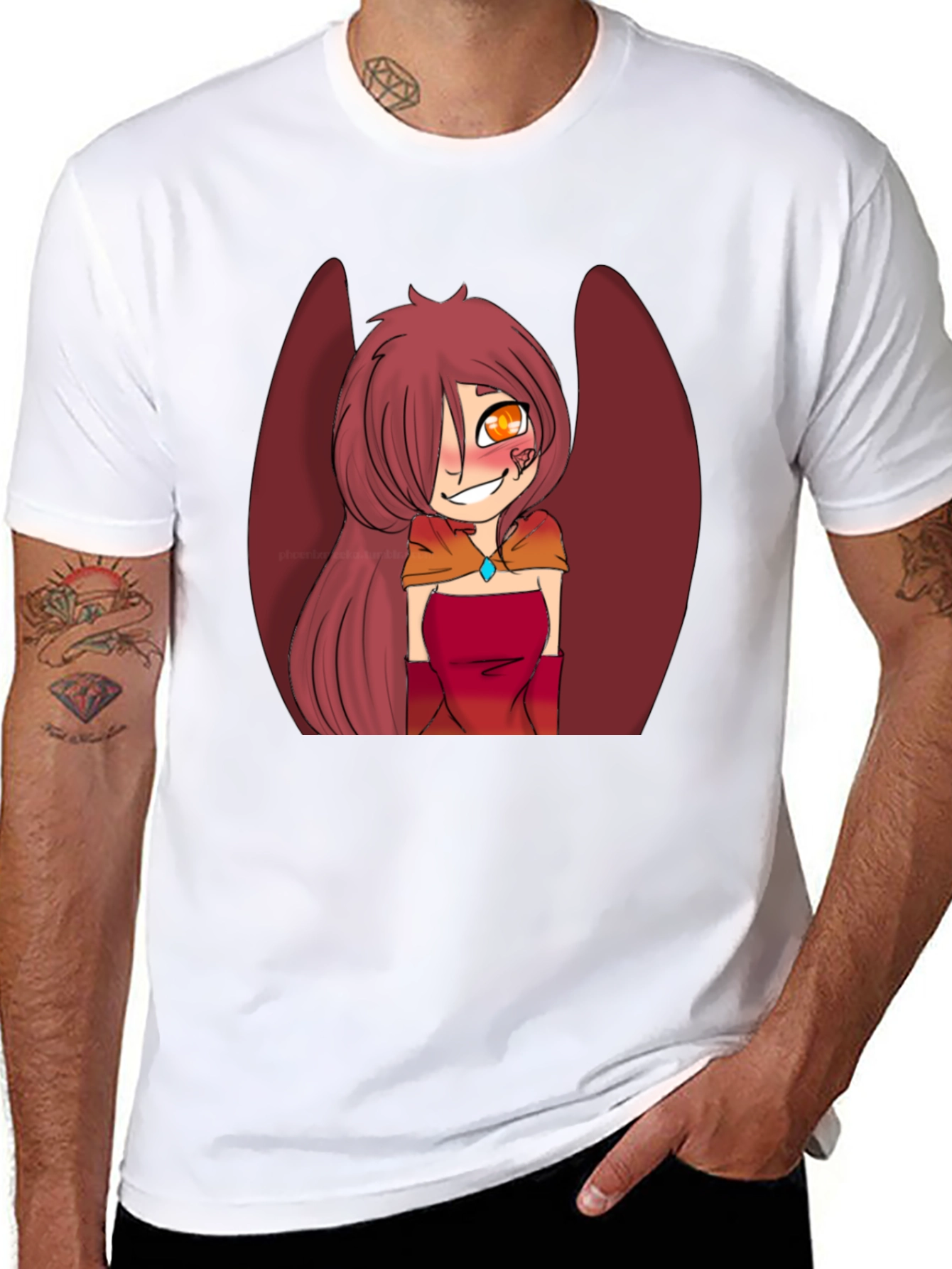 Anime Style Winged Character Graphic Tee