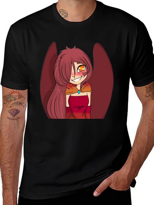 Anime Style Winged Character Graphic Tee