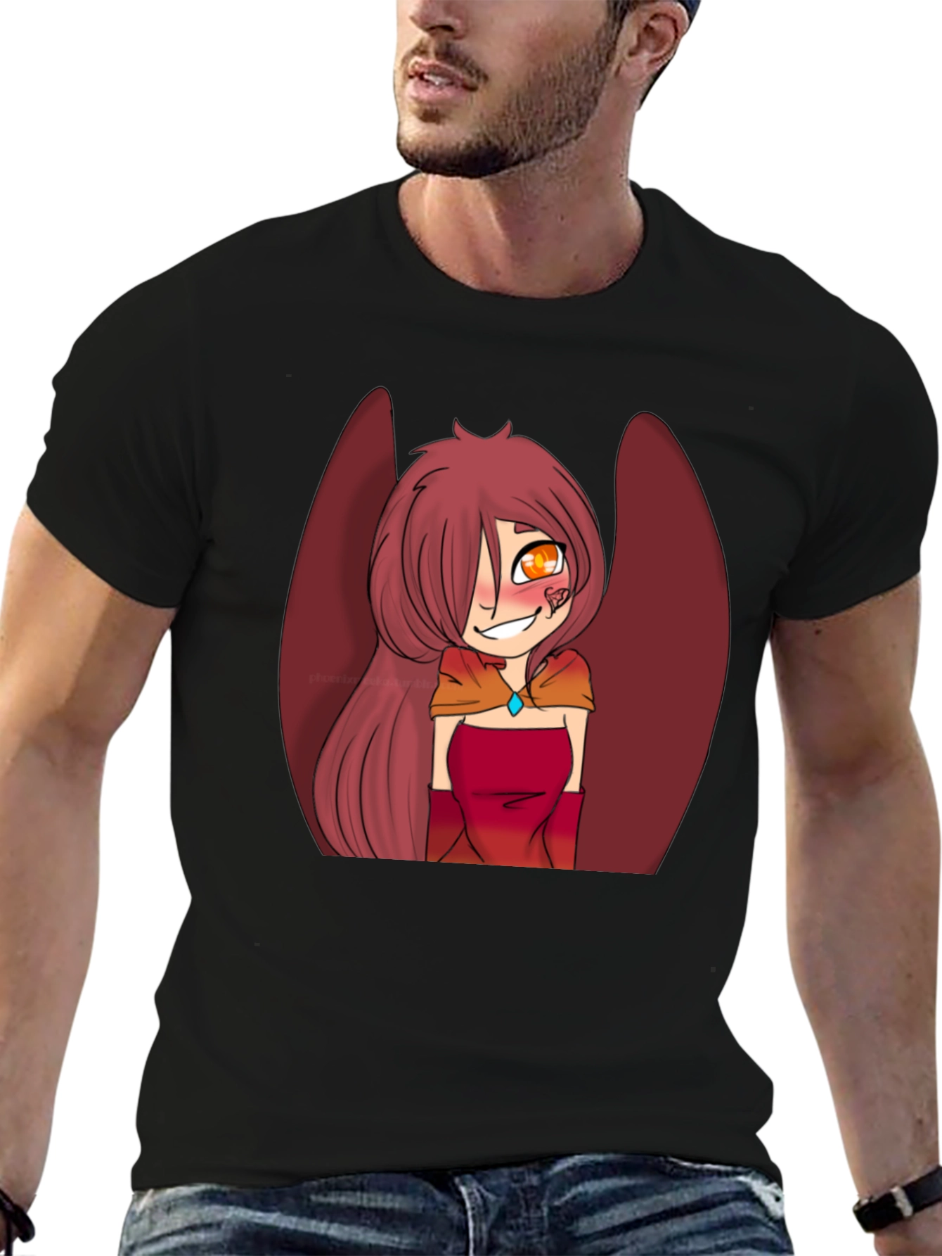 Anime Style Winged Character Graphic Tee