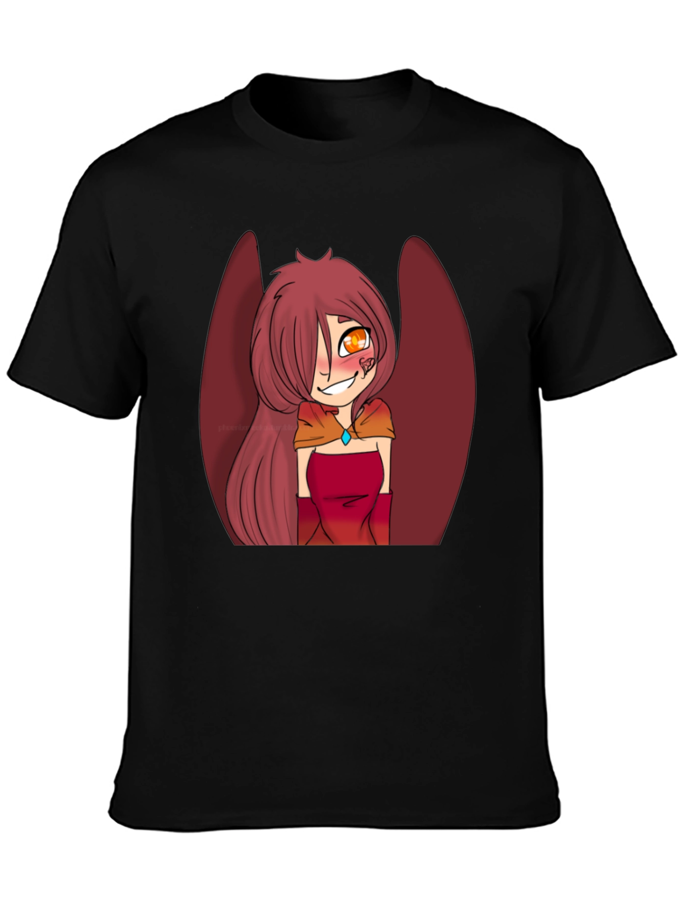 Anime Style Winged Character Graphic Tee