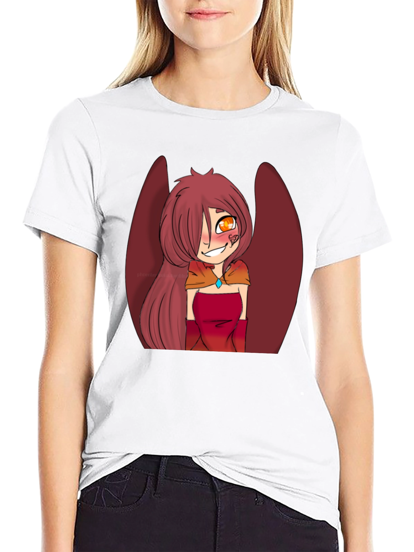 Anime Style Winged Character Graphic Tee