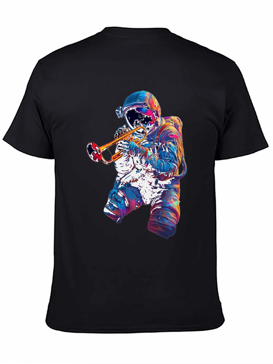 Astronaut Trumpet Graphic T-Shirt - Space Musician Tee
