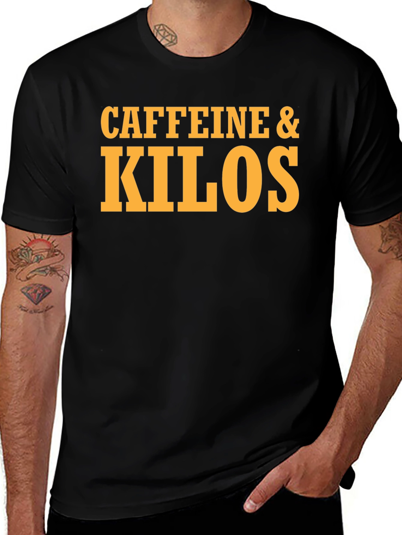 Caffeine & Kilos Black Graphic T-Shirt