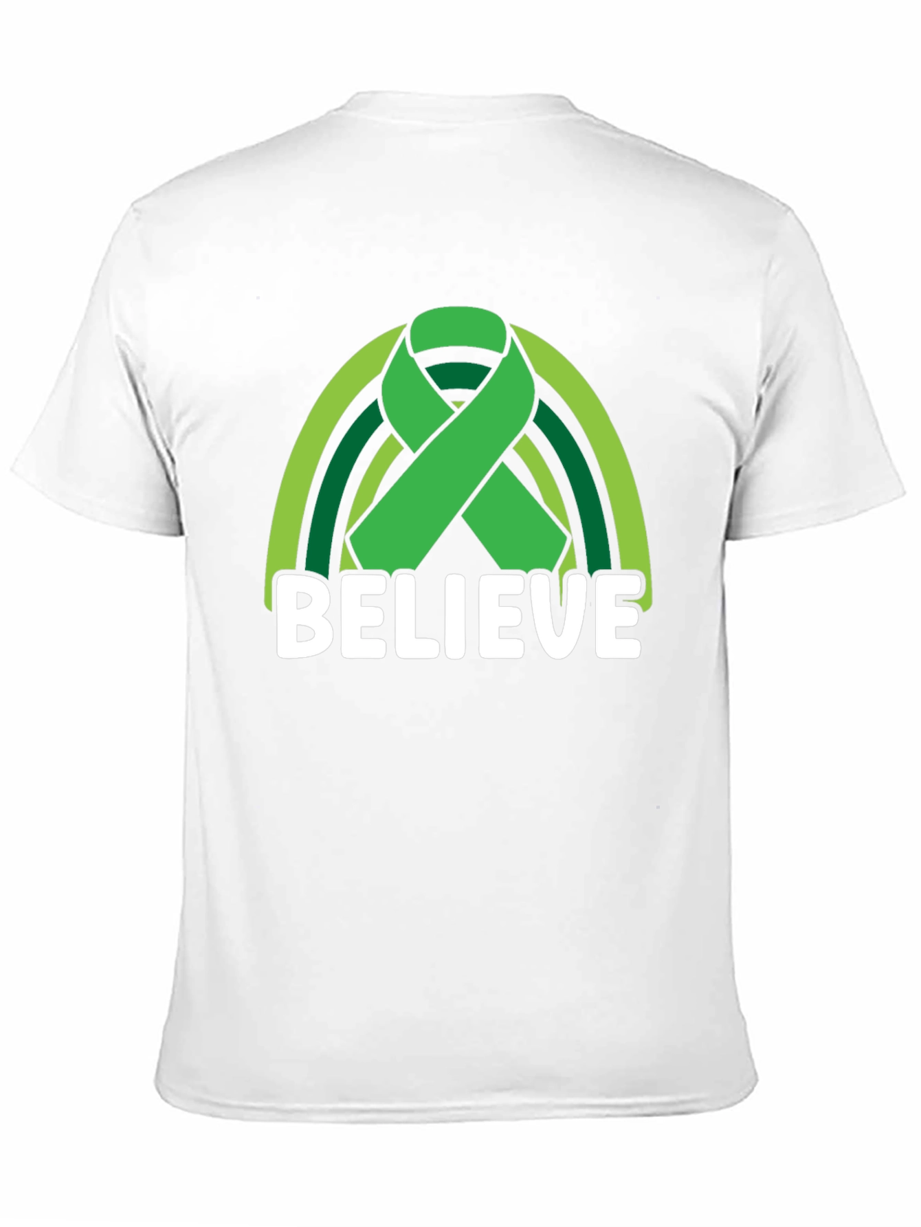 Believe Green Ribbon Rainbow Graphic T-Shirt