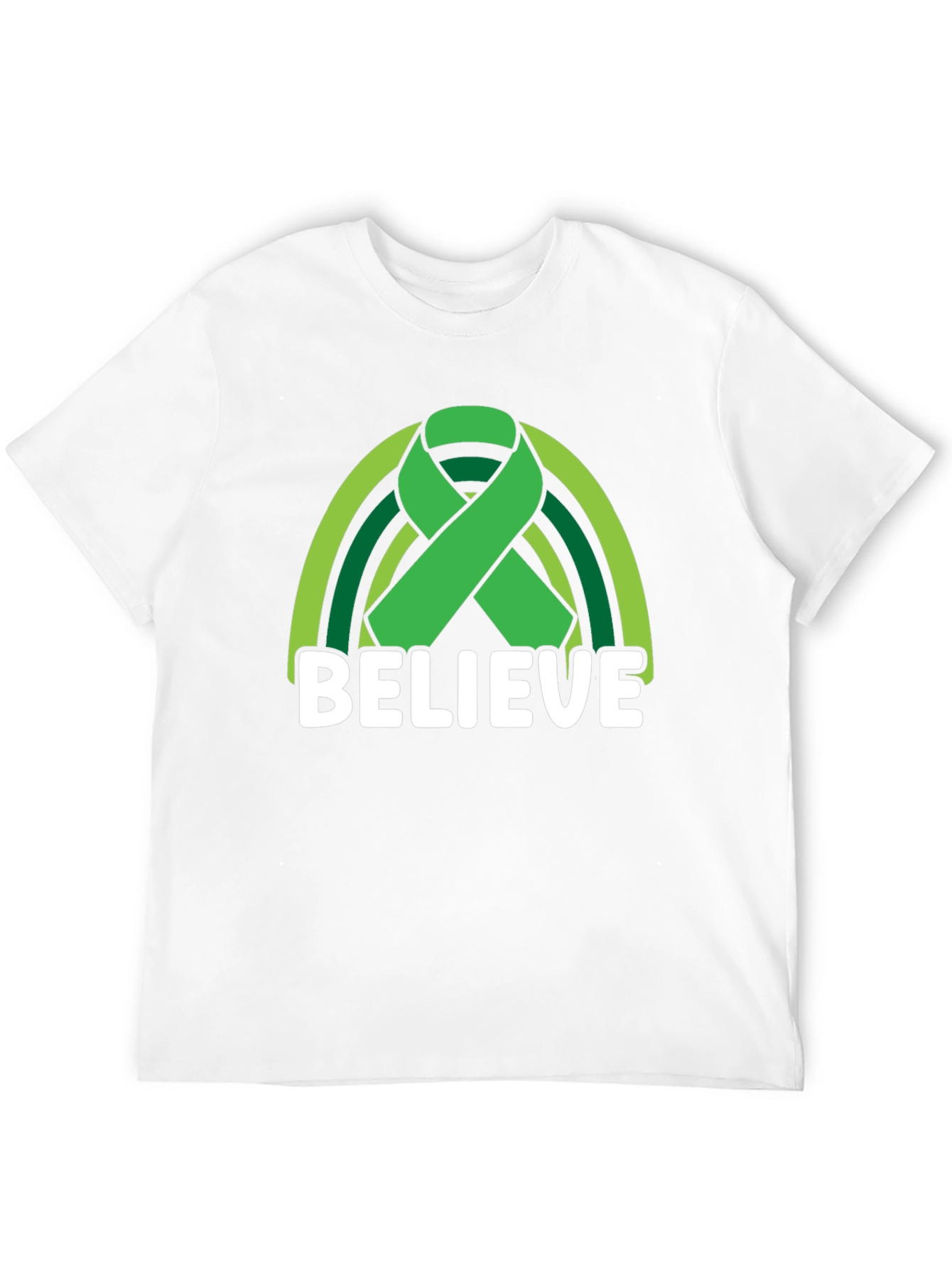 Believe Green Ribbon Rainbow Graphic T-Shirt