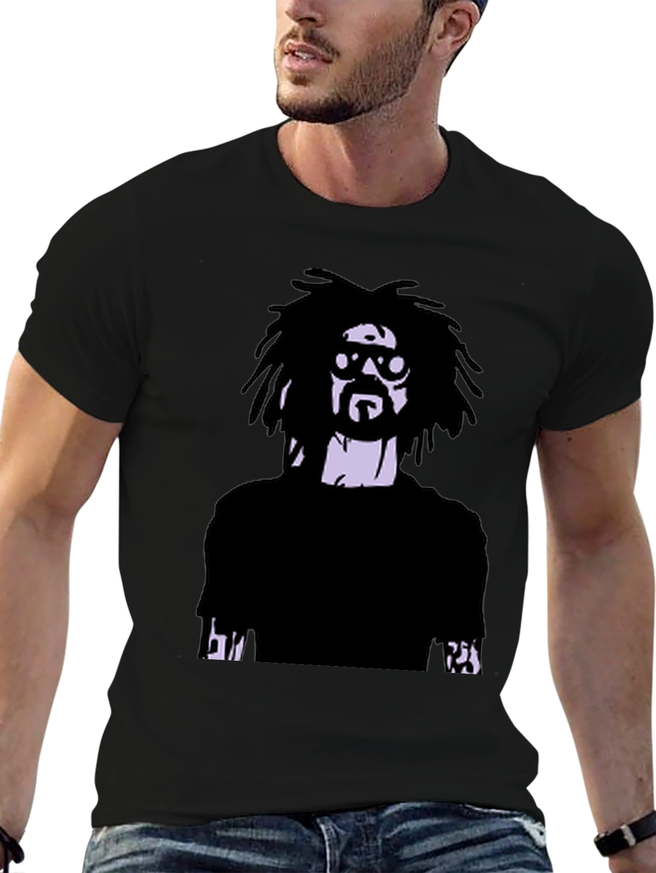 Cool Graphic Tee - Mans Printed Black T-Shirt