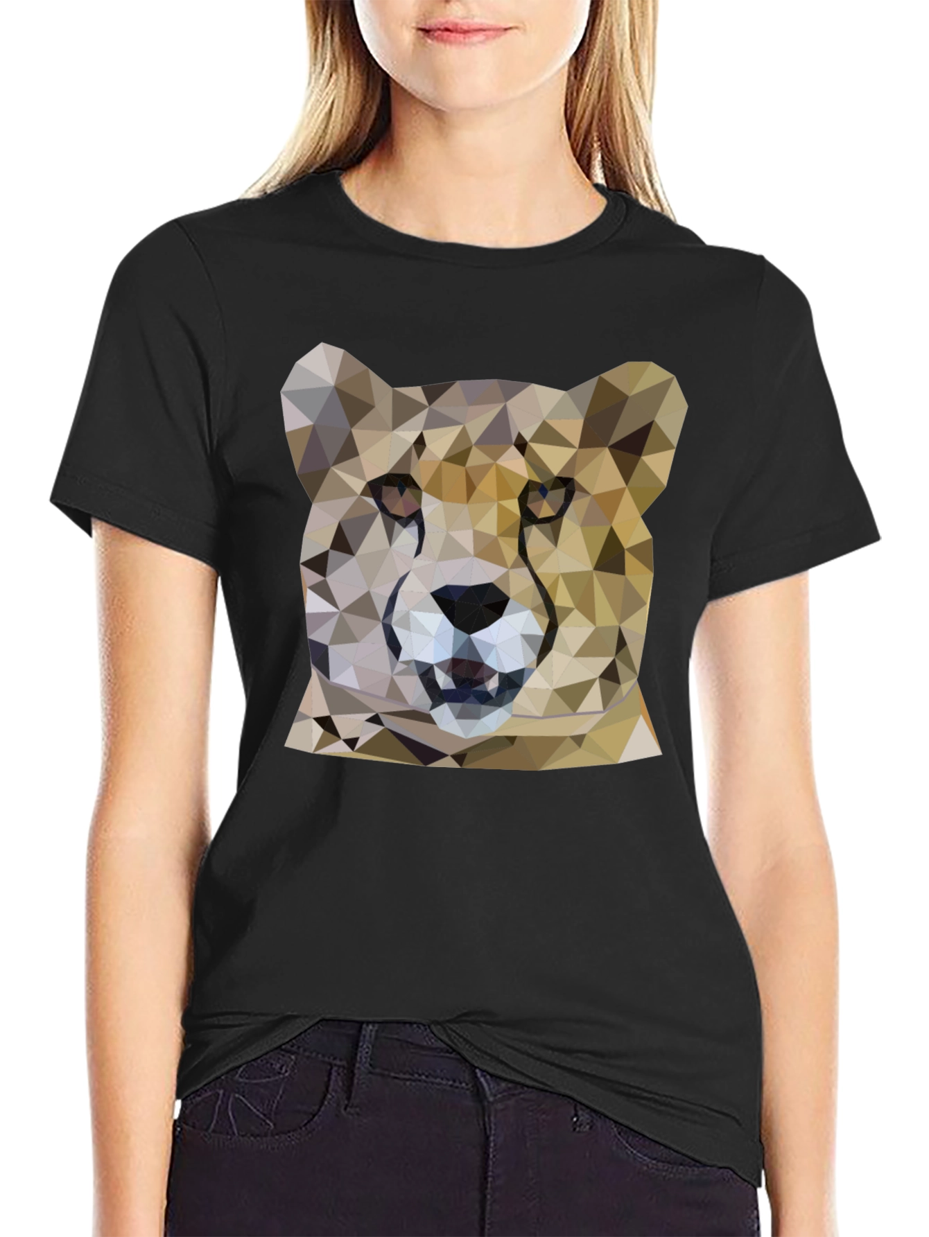 Geometric Cheetah Print Black T-Shirt