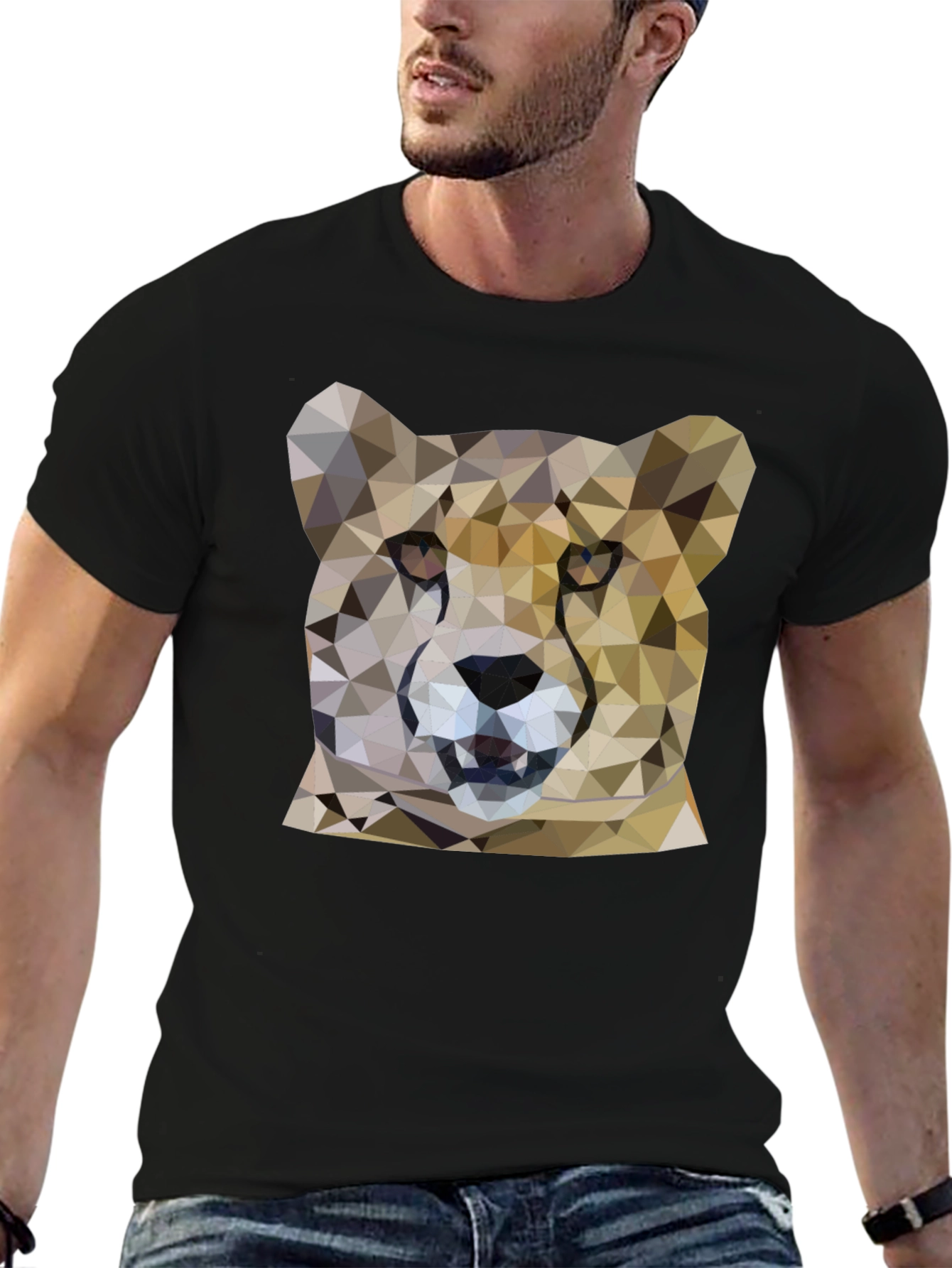 Geometric Cheetah Print Black T-Shirt
